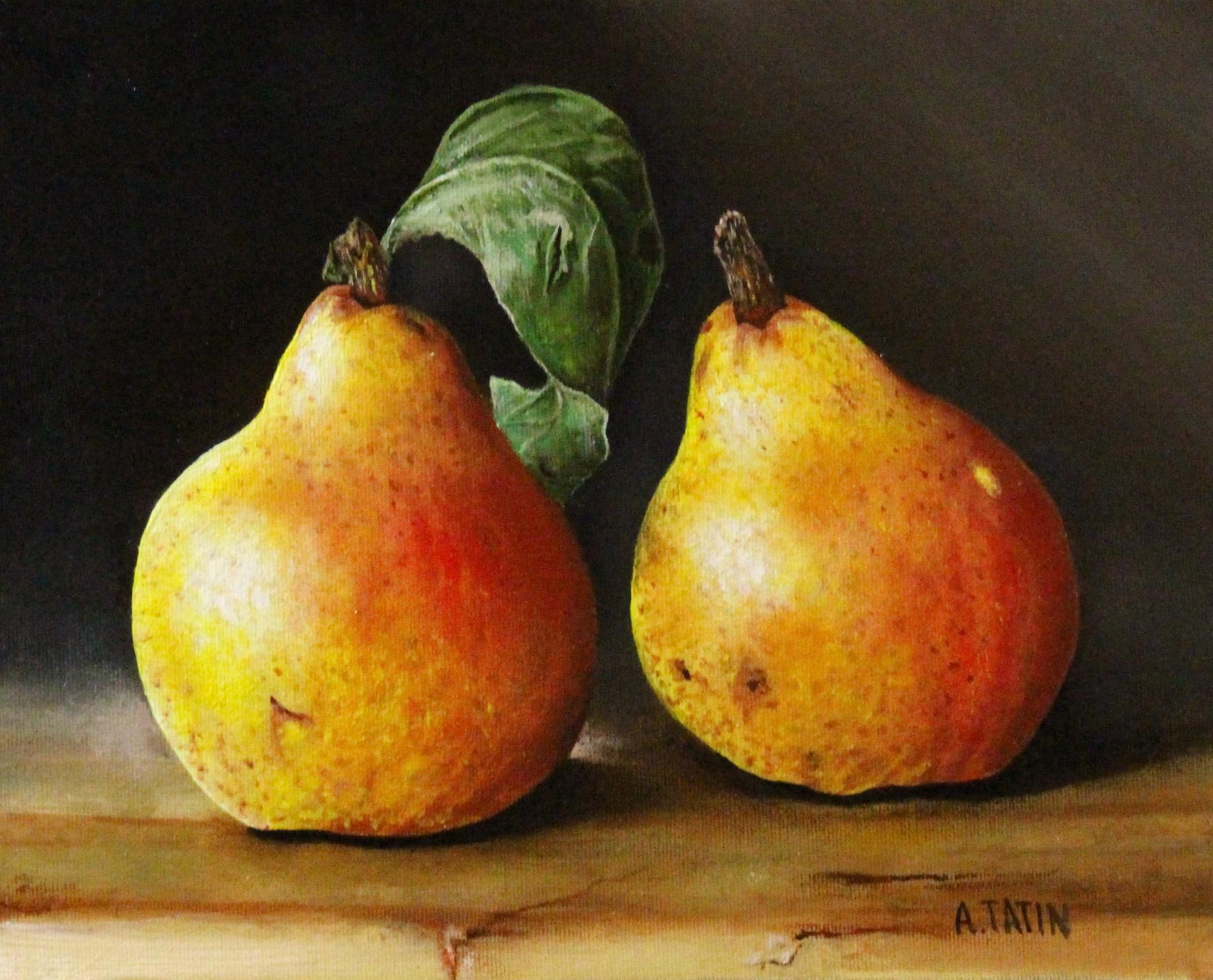 Peras ruborizadas, Pintura al óleo