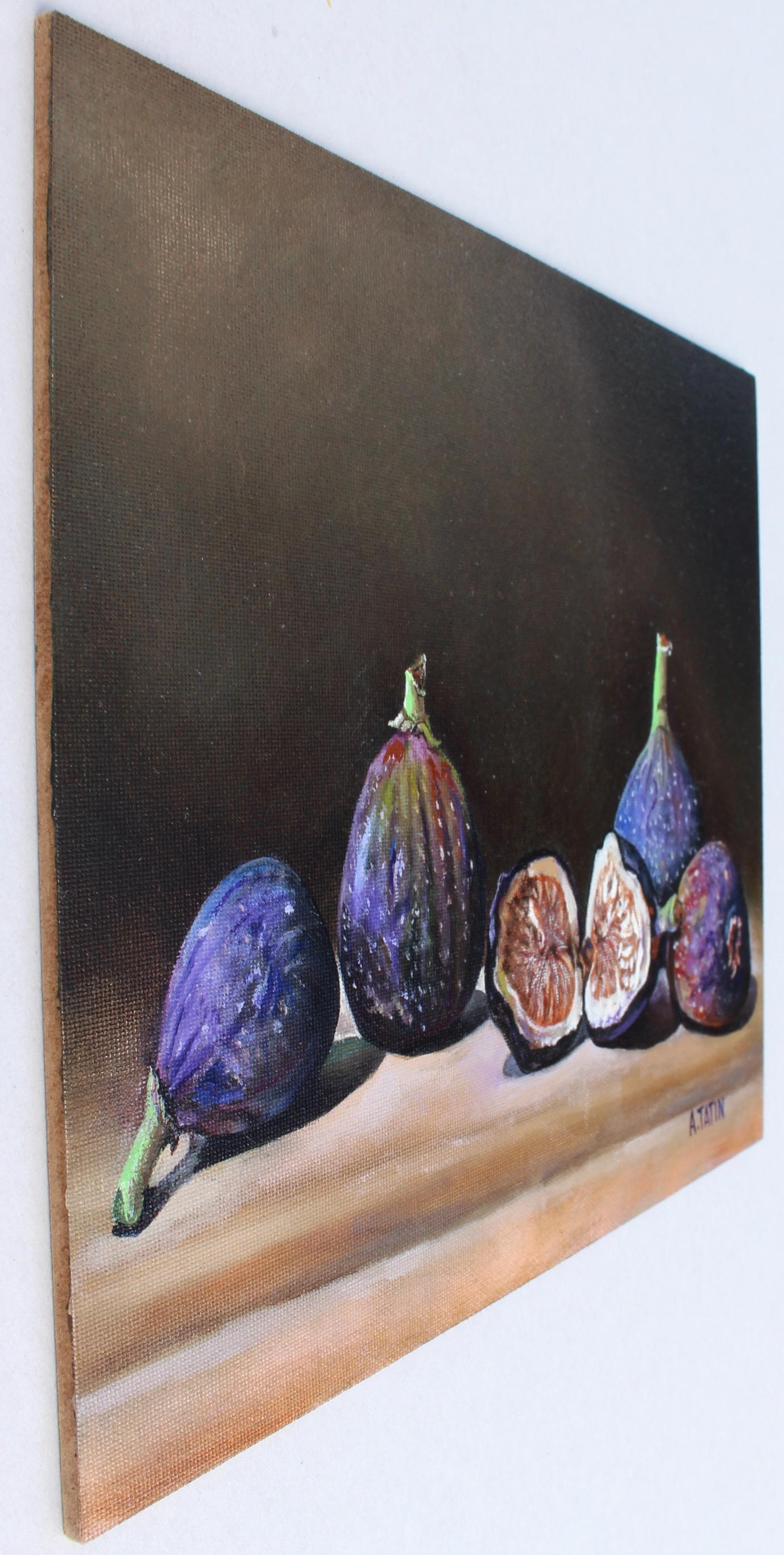 Figs, Oil Painting - Black Still-Life Painting by Art Tatin