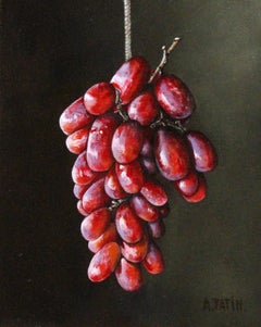 Raisins rouges sur une ficelle, peinture à l'huile