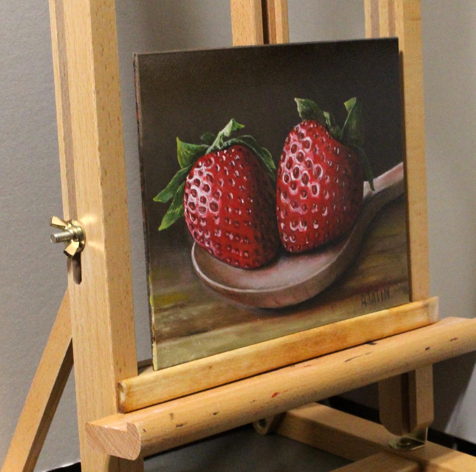 Le fragole fanno bene, pittura a olio - Painting di Art Tatin