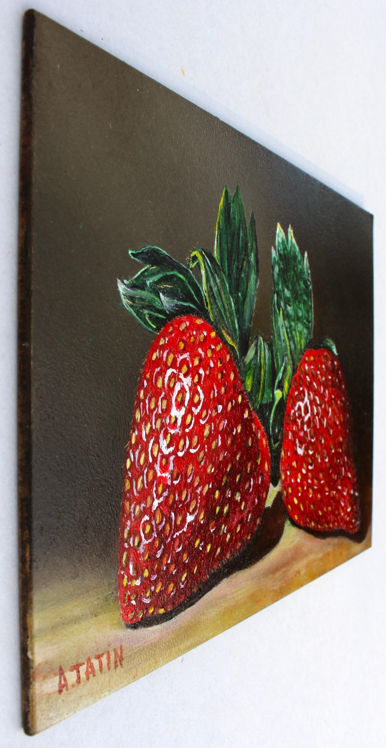 Zwei Erdbeeren, Ölgemälde (Zeitgenössisch), Art, von Art Tatin