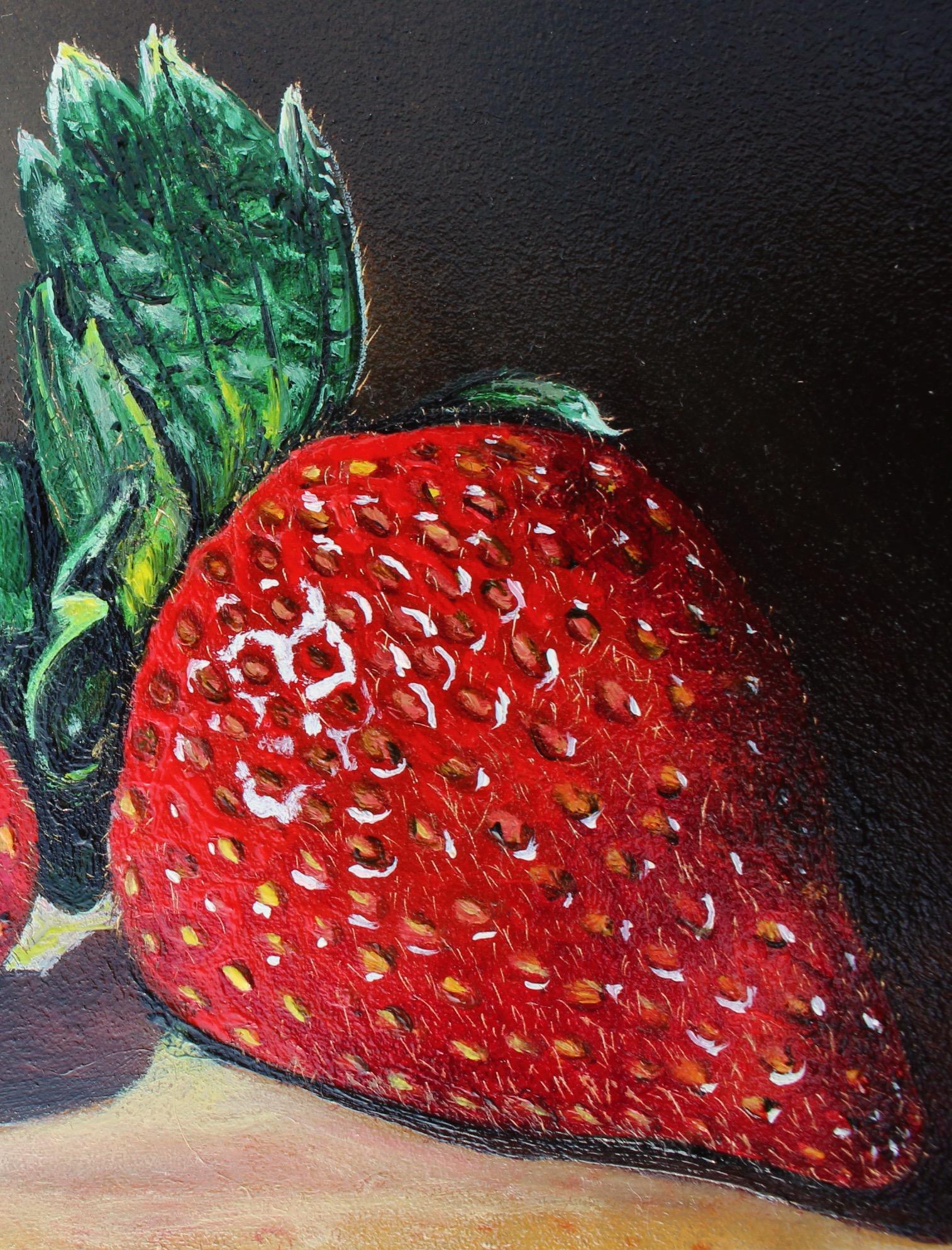 Two Strawberries, Oil Painting For Sale 1