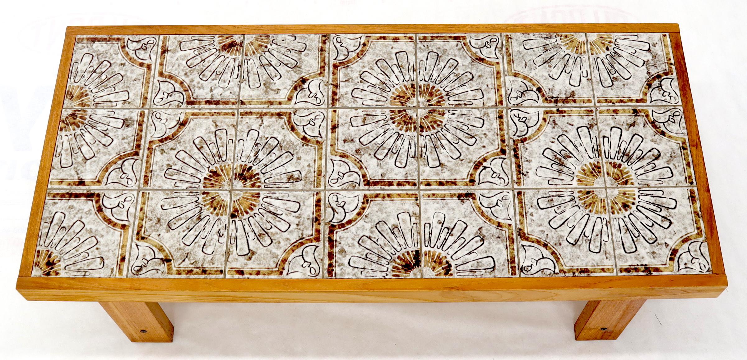 Art Tile and Teak Rectangular Danish Mid-Century Modern Coffee Table ...
