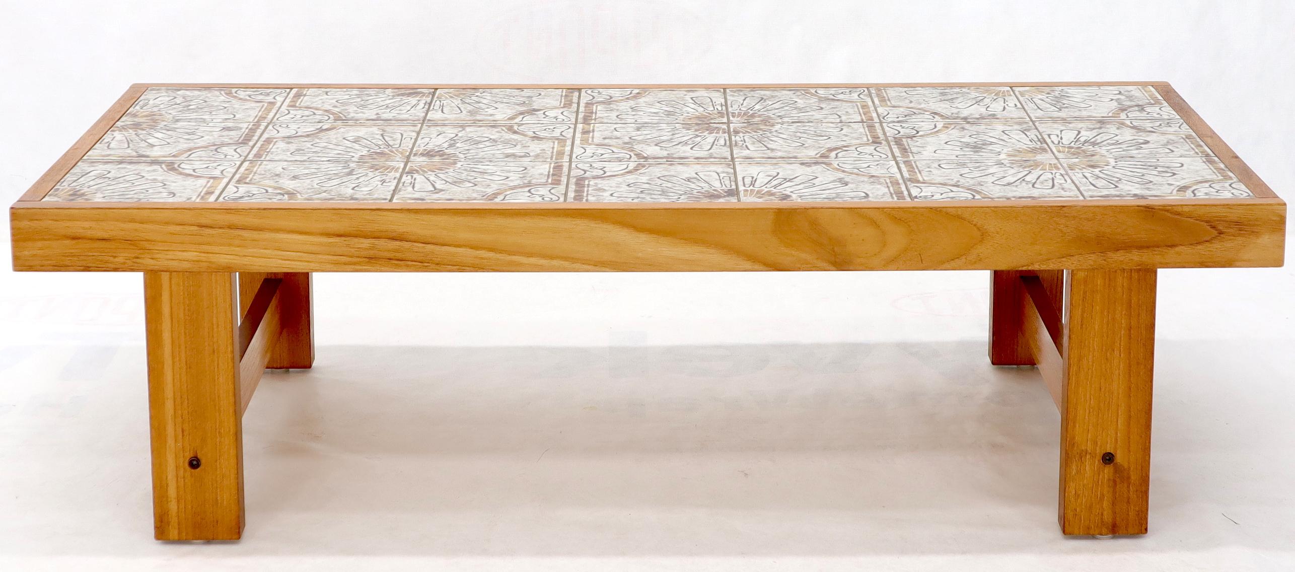 Art Tile and Teak Rectangular Danish Mid-Century Modern Coffee Table In Good Condition In Rockaway, NJ