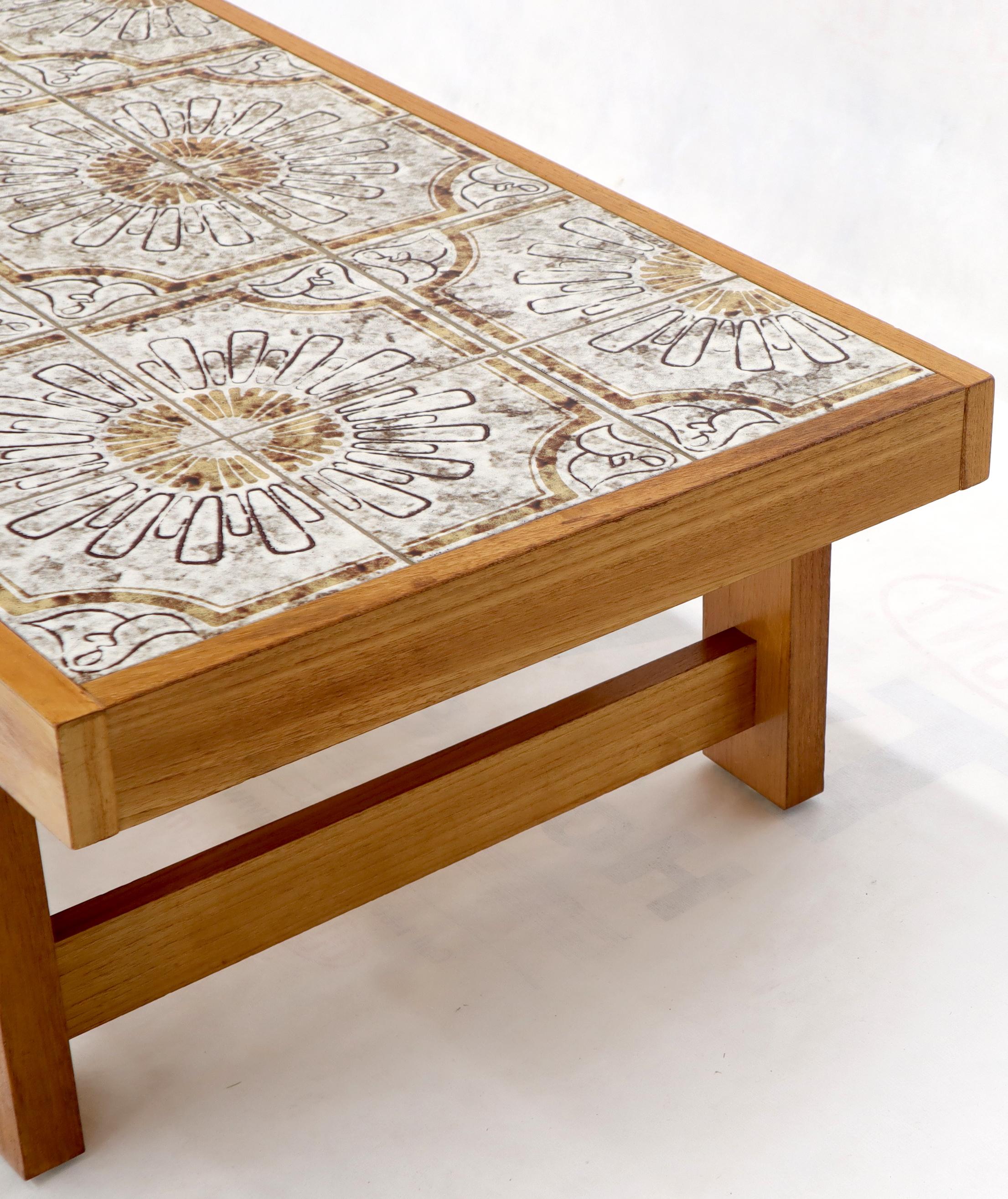Art Tile and Teak Rectangular Danish Mid-Century Modern Coffee Table 1