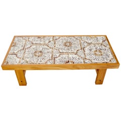 Art Tile and Teak Rectangular Danish Mid-Century Modern Coffee Table