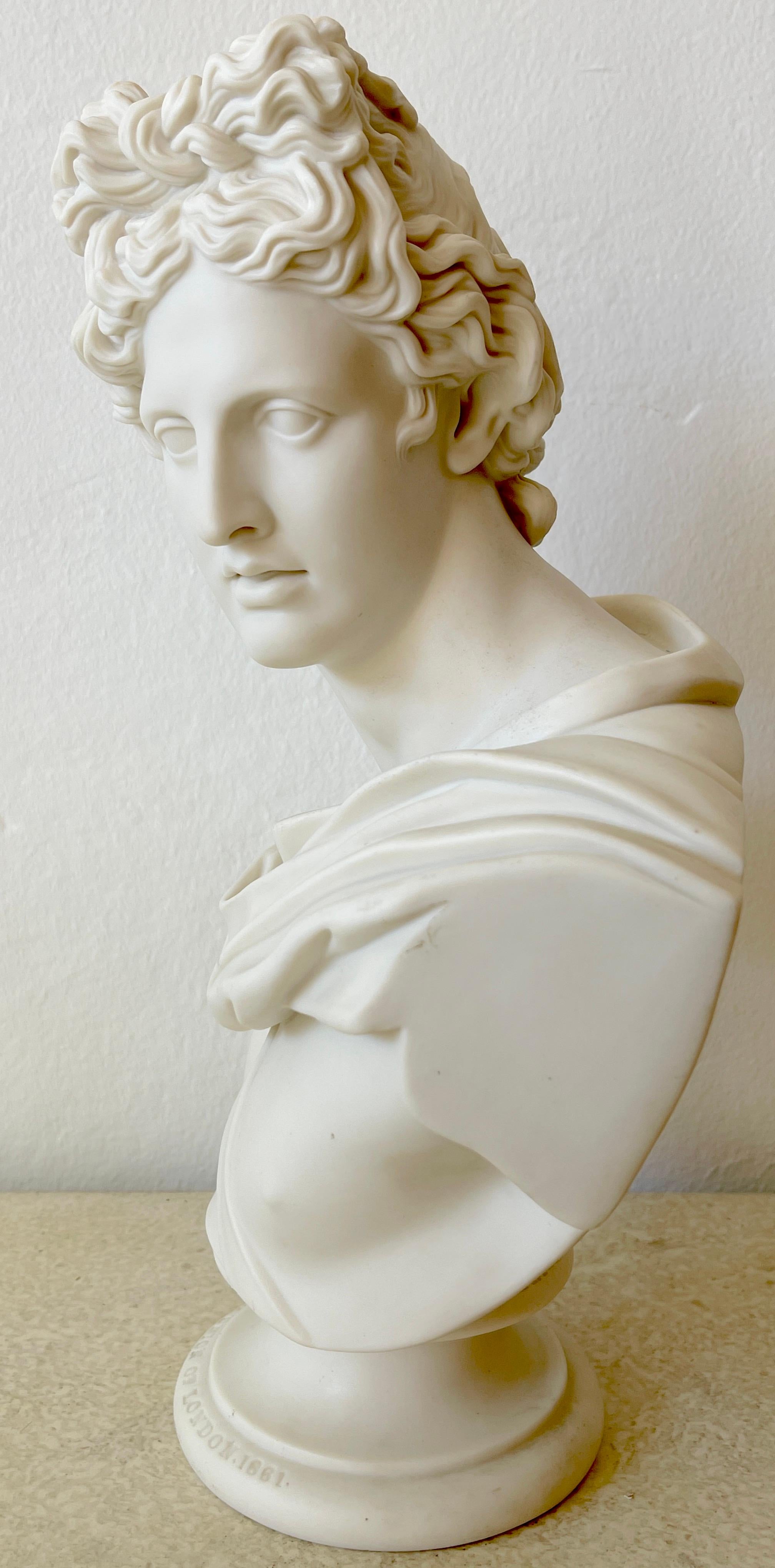 Art Union of London Parian Bust of Apollo Belvedere, by C. Delpech, 1861 6