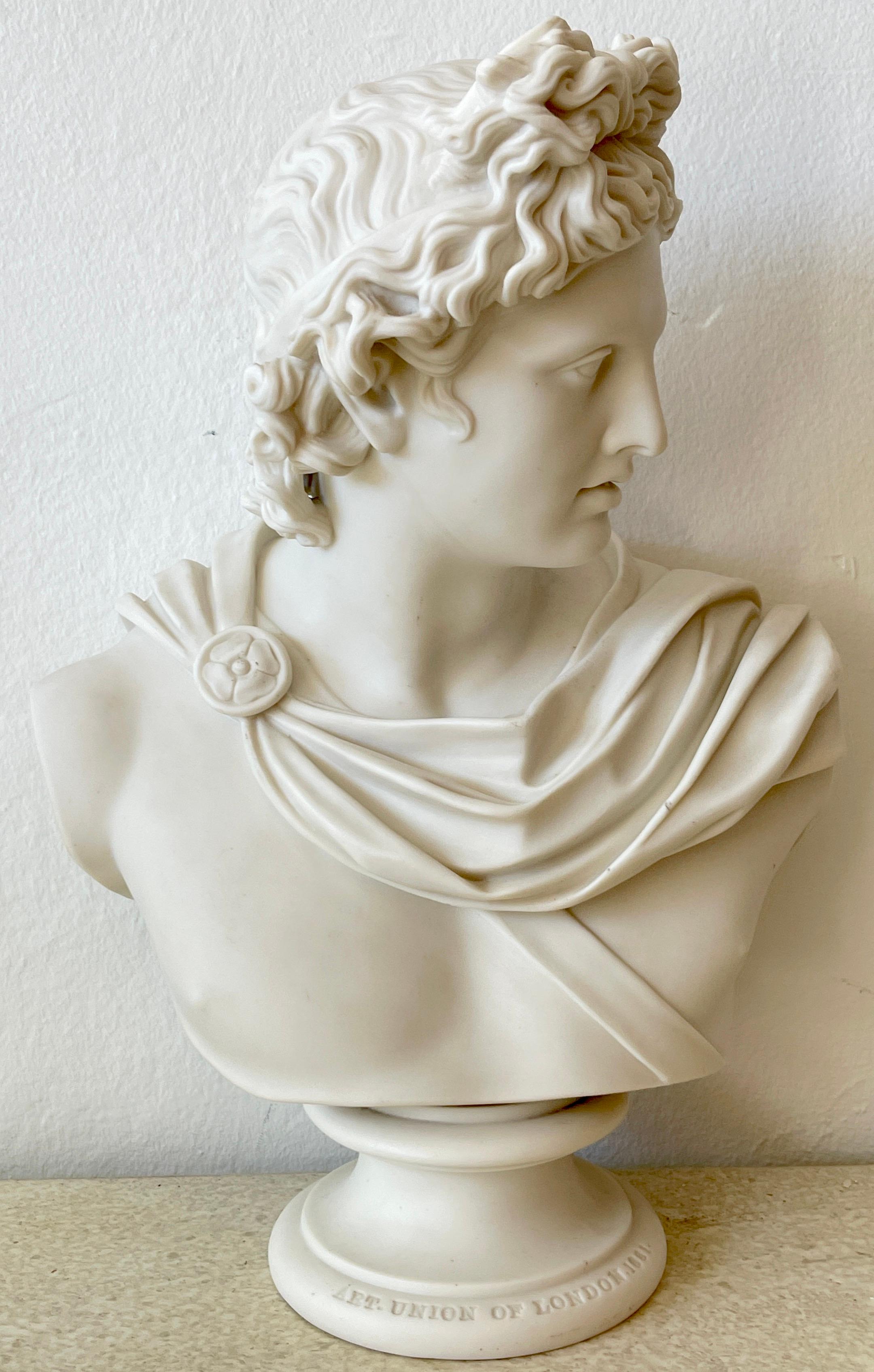 Art Union of London Parian Bust of Apollo Belvedere, by C. Delpech, 1861 10