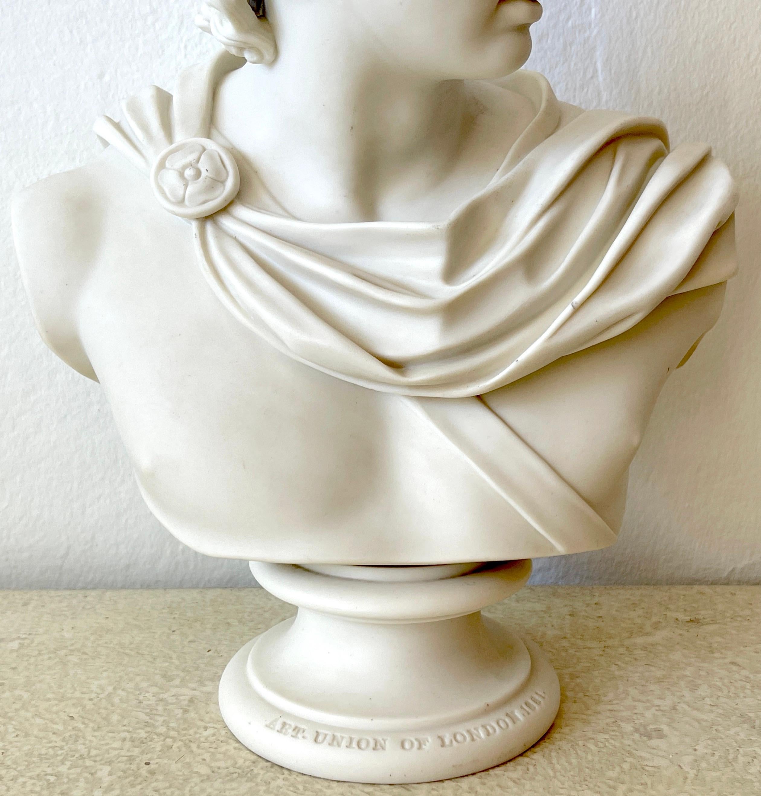 English Art Union of London Parian Bust of Apollo Belvedere, by C. Delpech, 1861