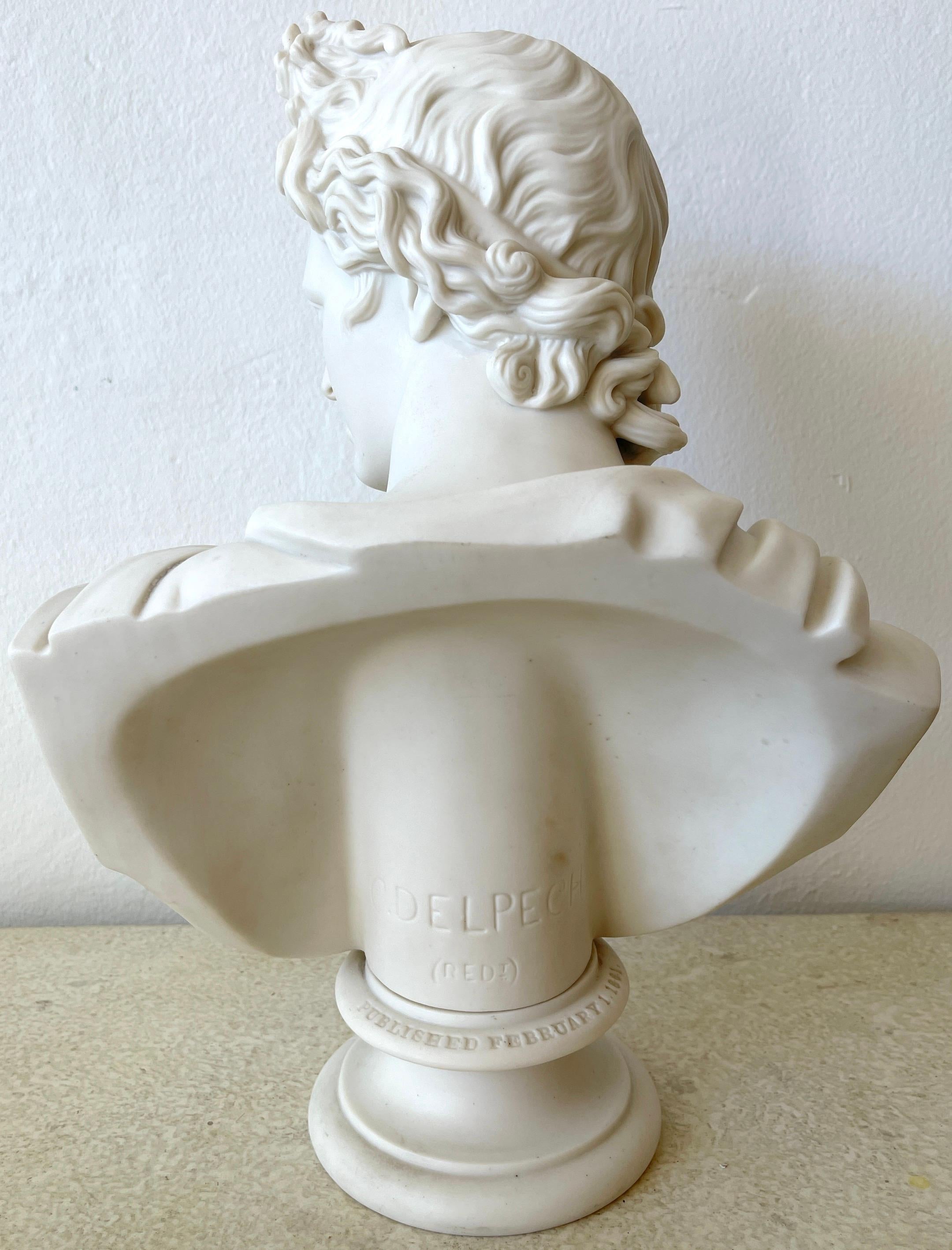 Art Union of London Parian Bust of Apollo Belvedere, by C. Delpech, 1861 2