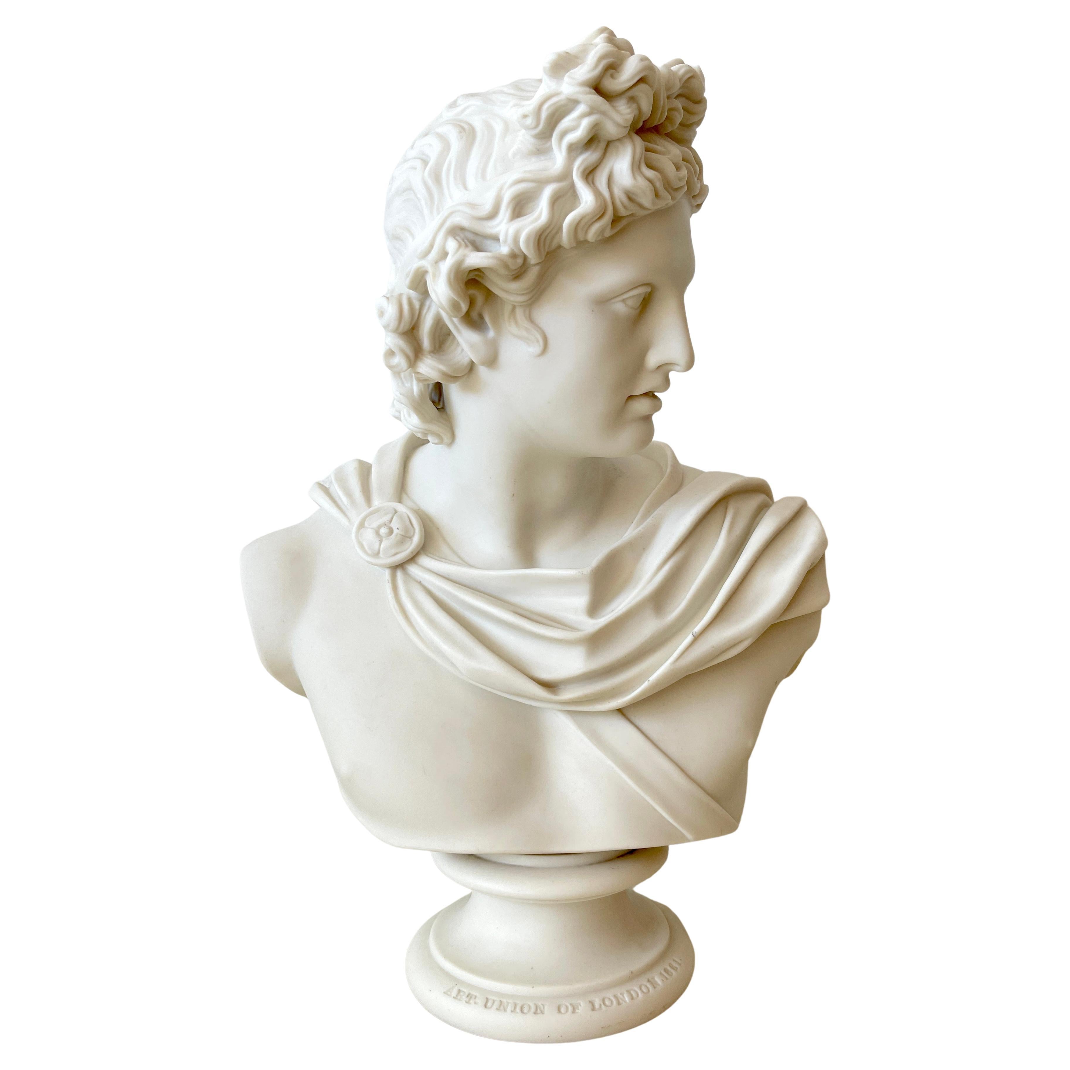 Art Union of London Parian Bust of Apollo Belvedere, by C. Delpech, 1861