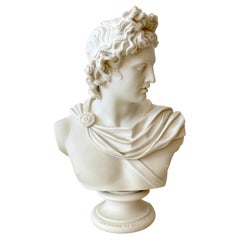 Antique Art Union of London Parian Bust of Apollo Belvedere, by C. Delpech, 1861