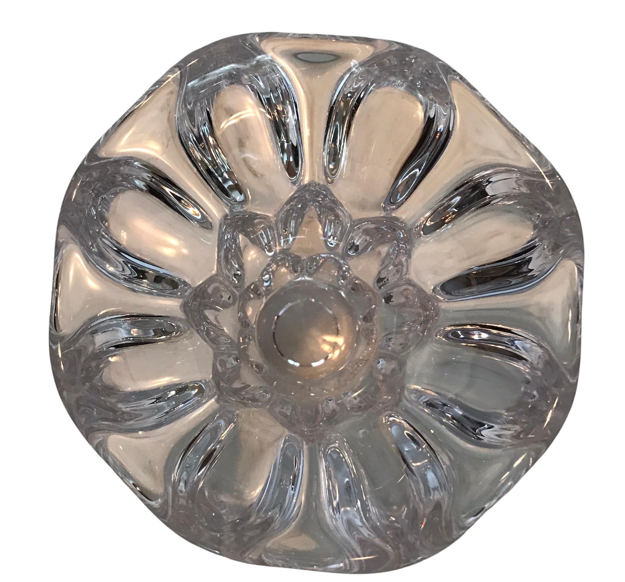 Mid-Century Modern Art Vannes France Crystal Oval Bubble Vase For Sale