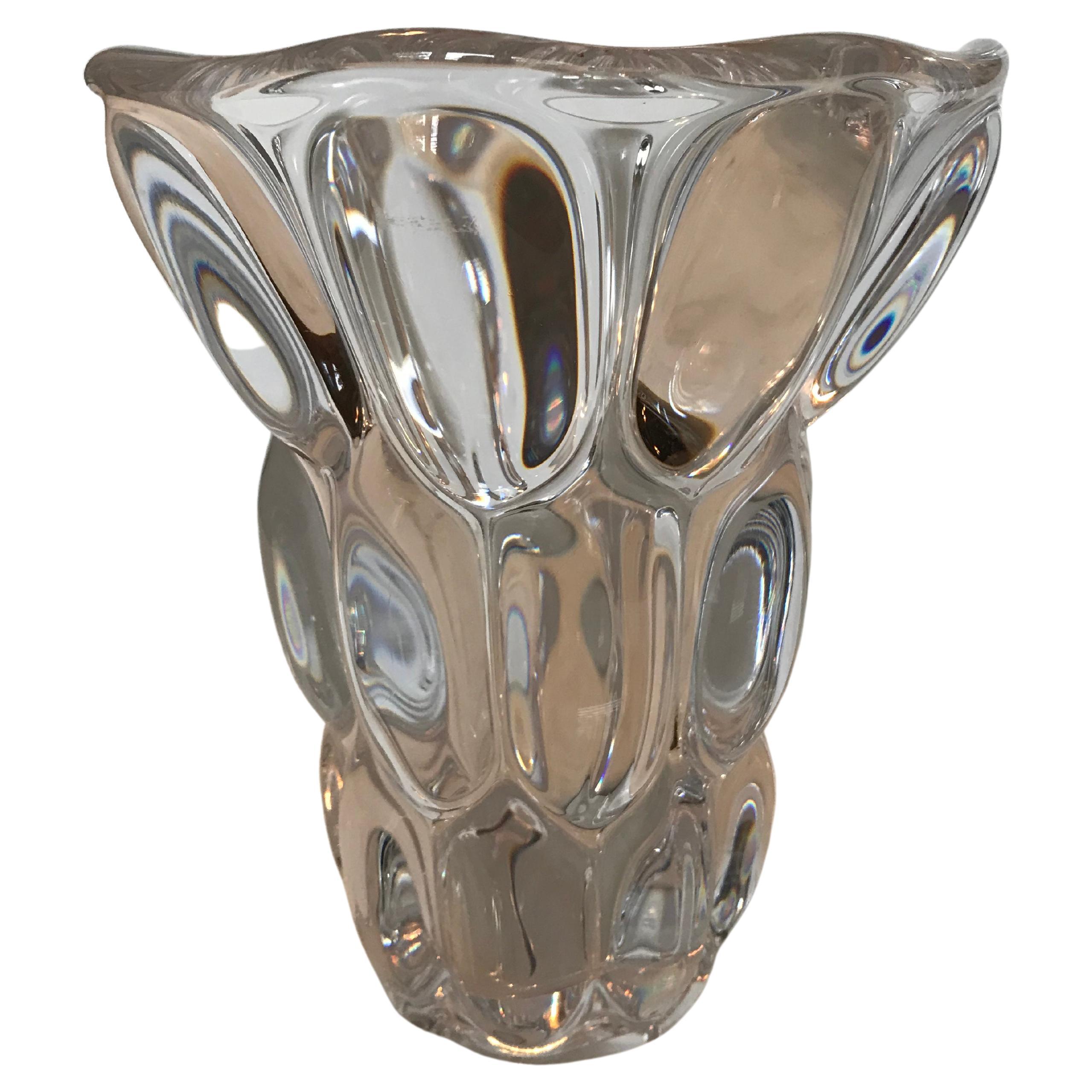 Art Vannes France Crystal Oval Bubble Vase For Sale at 1stDibs