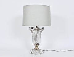 Lámpara de sobremesa francesa Art Vannes de cristal transparente "Wave Splash", circa 1950