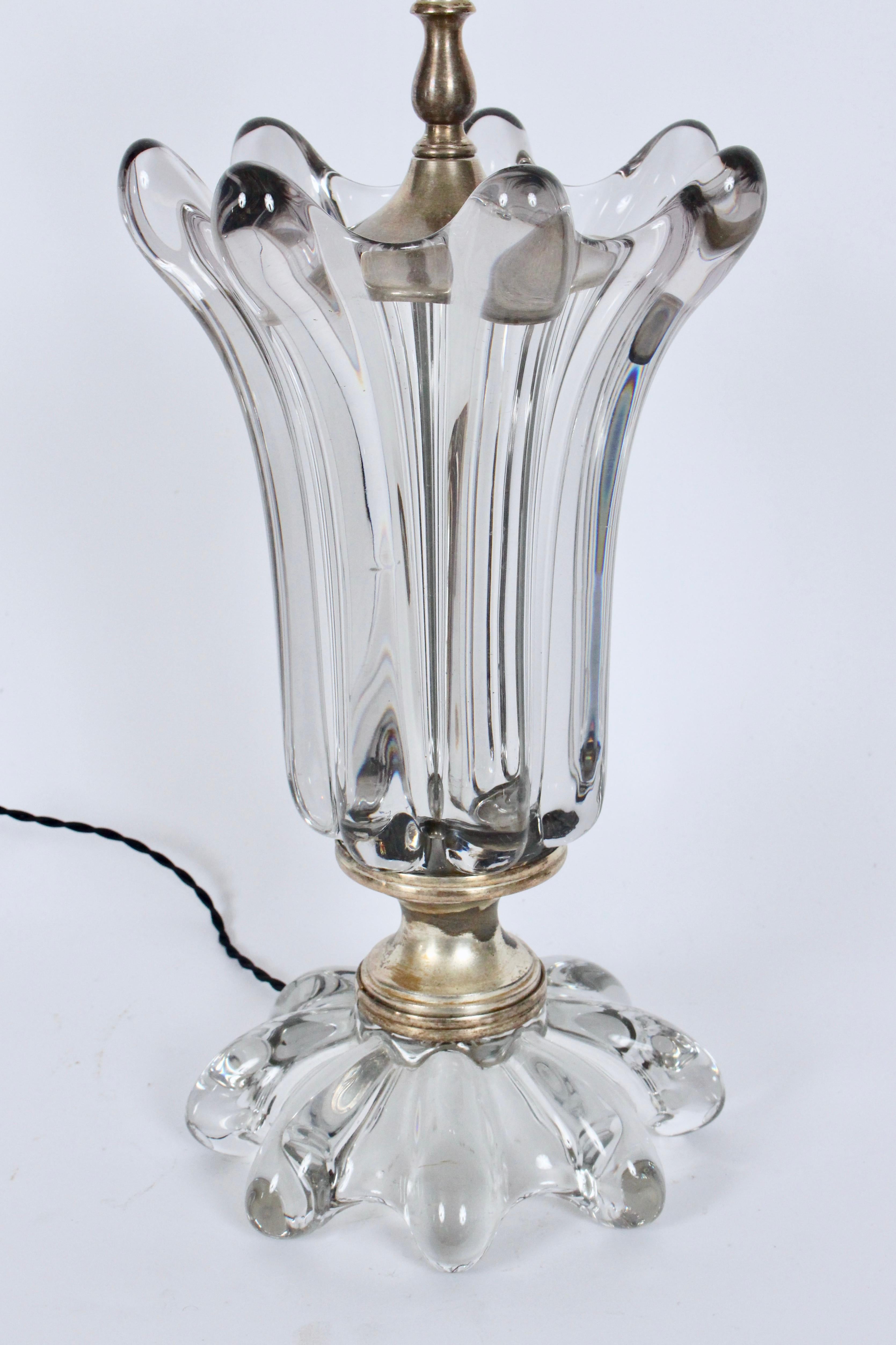 Mid-20th Century Art Vannes French Crystal Table Lamp, circa 1950 For Sale