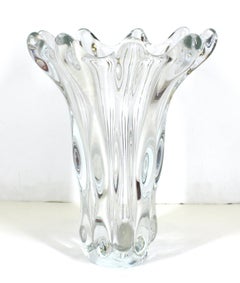Art Vannes French Midcentury Crystal Splash Vase