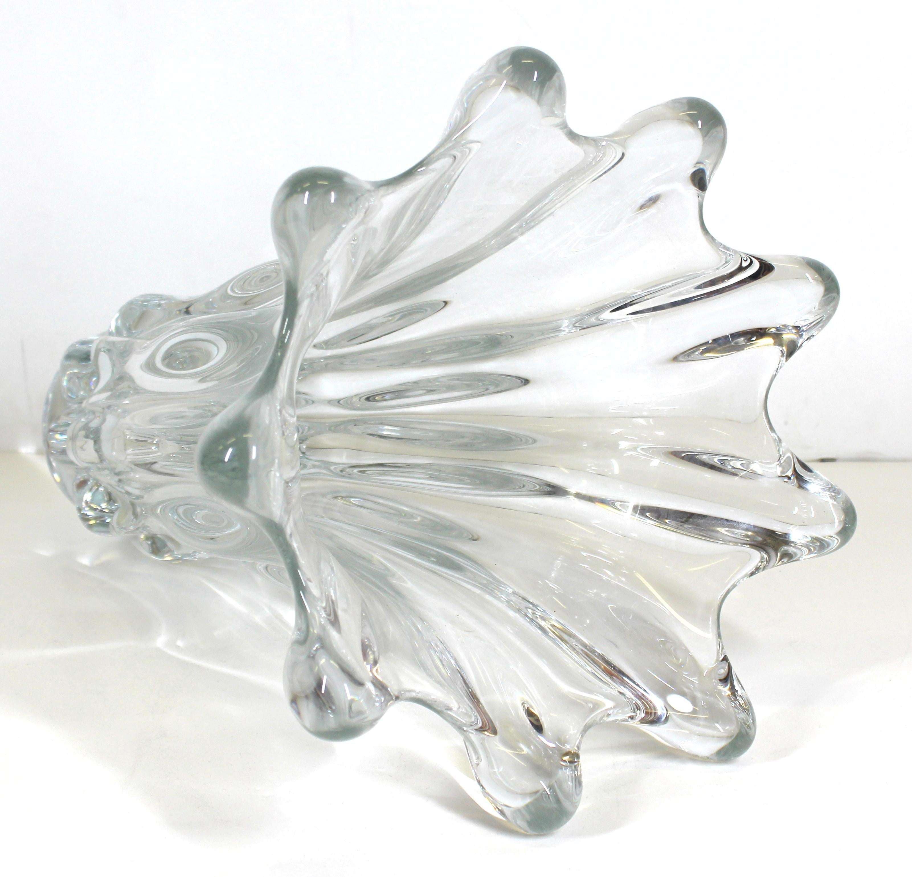 Mid-Century Modern Art Vannes French Midcentury Crystal Splash Vase