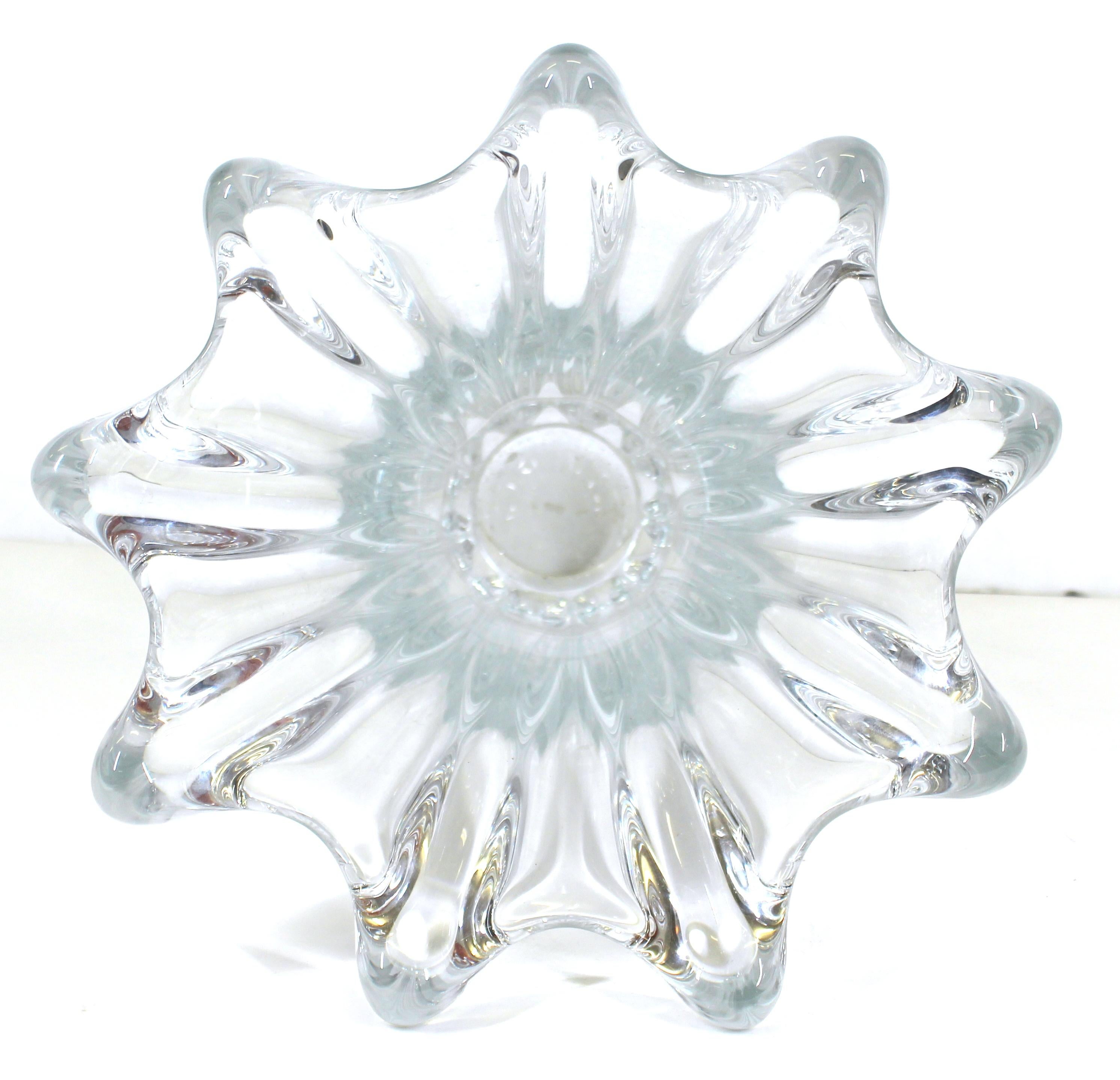 Art Vannes French Midcentury Crystal Splash Vase In Good Condition In New York, NY