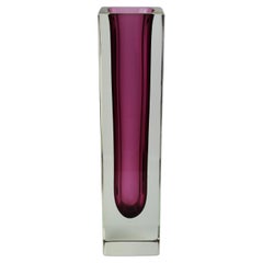 Art Vase Murano Flavio Poli Aubergine Sommerso  Glass Mandruzzato 1960 Italy