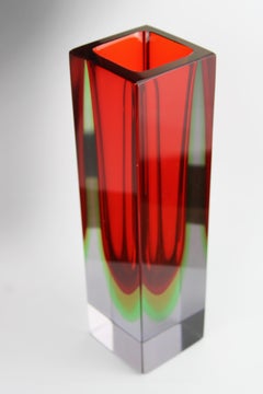 Art Vase Murano Flavio Poli Red 2kg Sommerso  Glass Mandruzzato 1960 Italy