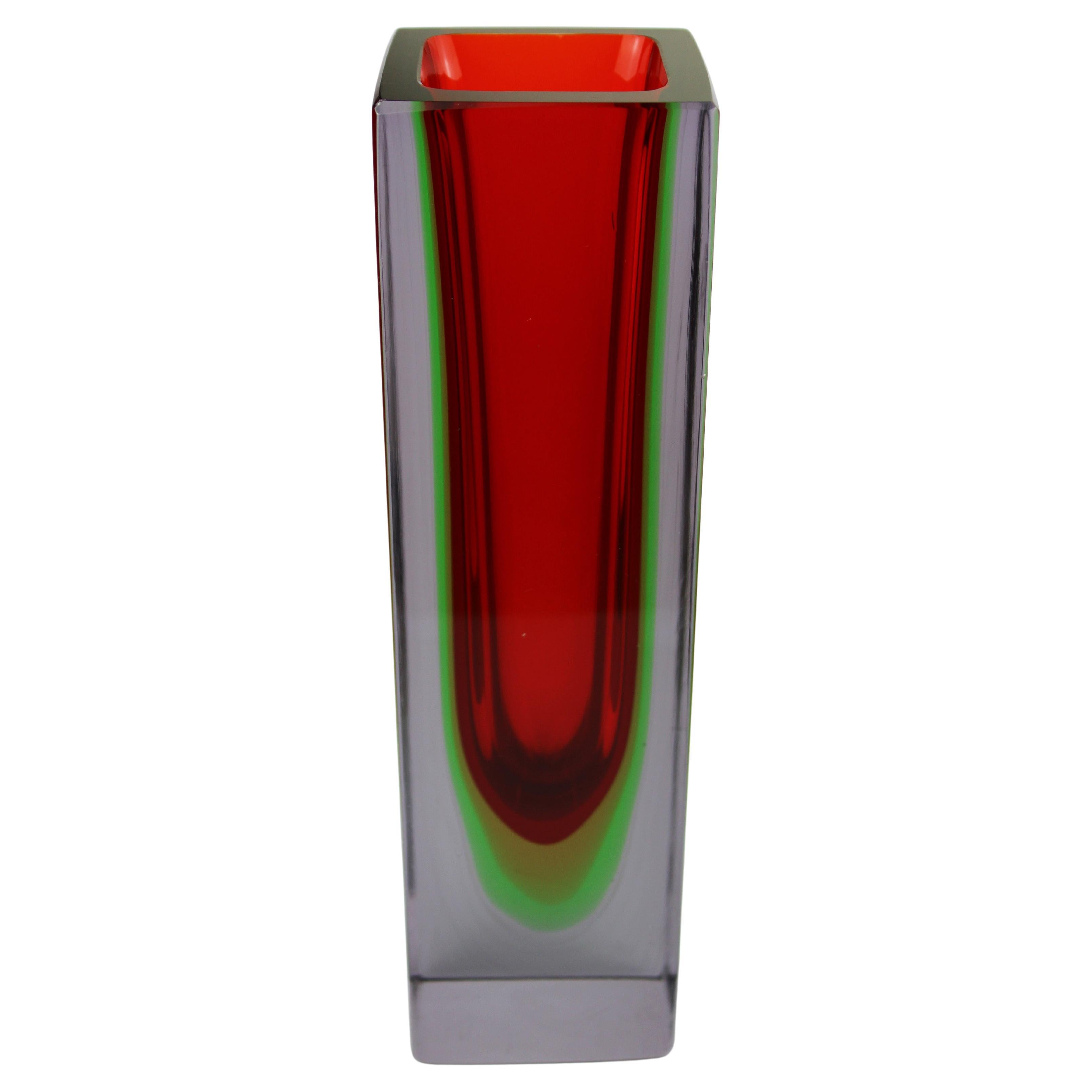 Art Vase Murano Flavio Poli Red 2kg Sommerso  Glass Mandruzzato 1960 Italy For Sale