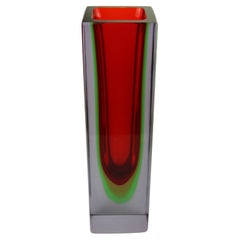 Art Vase Murano Flavio Poli Red 2kg Sommerso  Glass Mandruzzato 1960 Italy