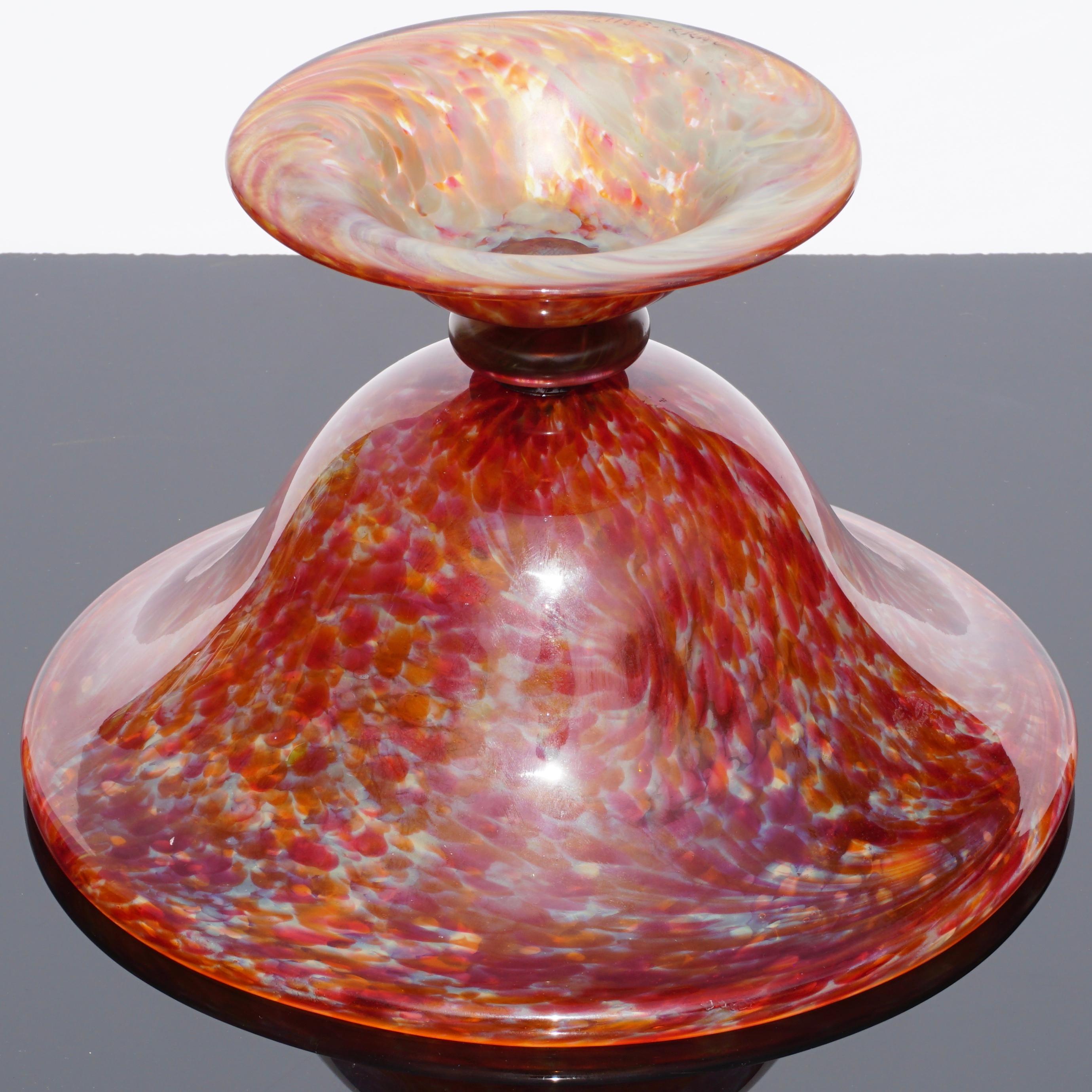 Early 20th Century Art Verrier Saint Louis Marbled Glass Lidded Bowl Compote