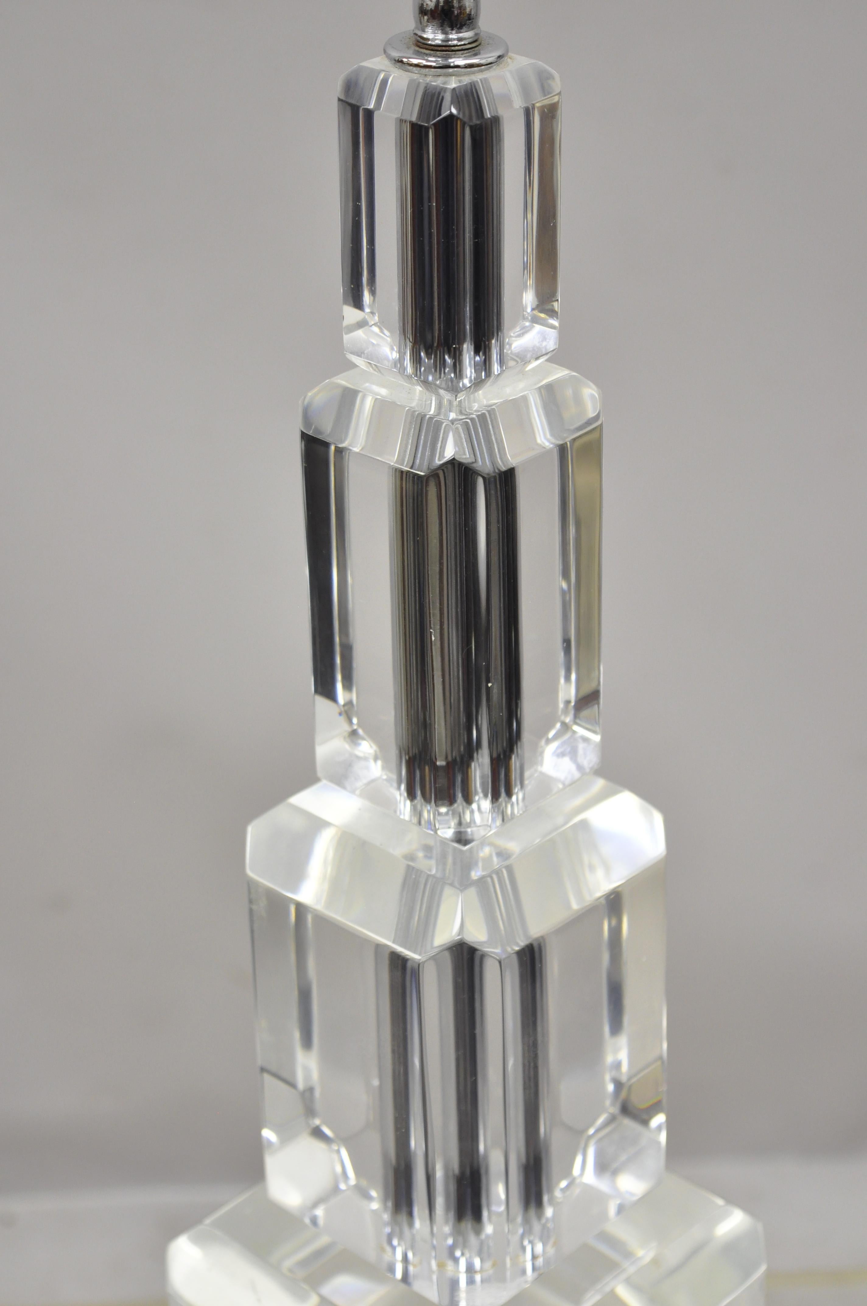 20th Century Art-Vue Mid-Century Modern Large Stacked Lucite Acrylic Skyscraper Table Lamp For Sale