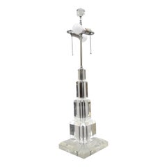 Art-Vue Mid-Century Modern Large Stacked Lucite Acrylic Skyscraper Table Lamp
