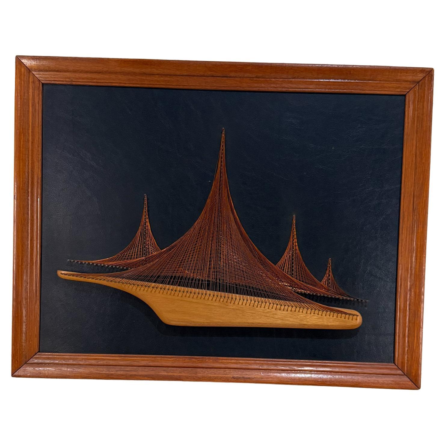 Kunst Wand Kupfer Symmographie Kunst Segelboot Mid-Century im Angebot
