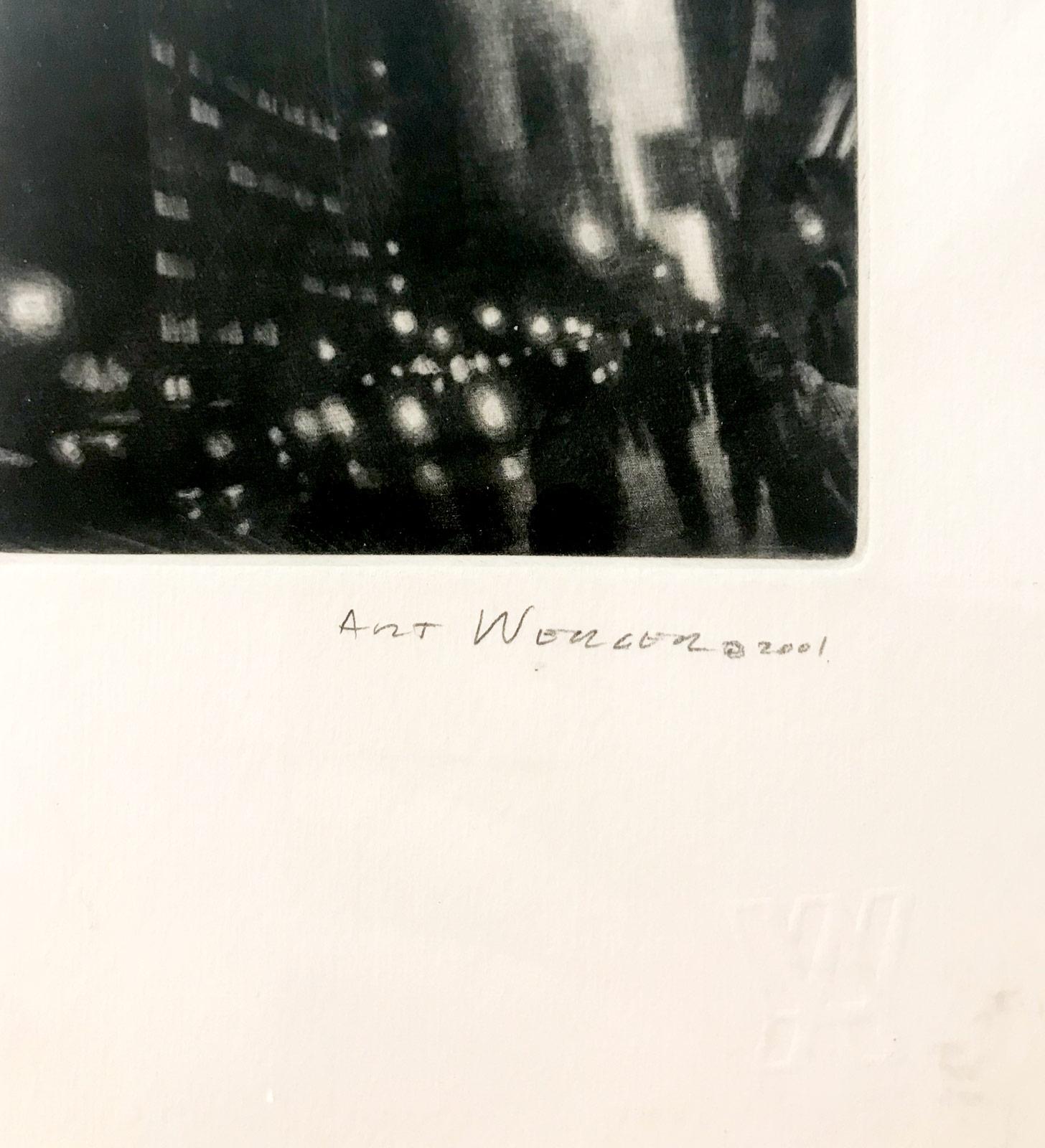 Continuum is a single sheet on which are printed 36 individual mezzotints.  This collection of mezzotints is printed in a limited edition of 25.  Each of the 36 images portrays a moment in time for ordinary people.  It shows a continuous sequence in