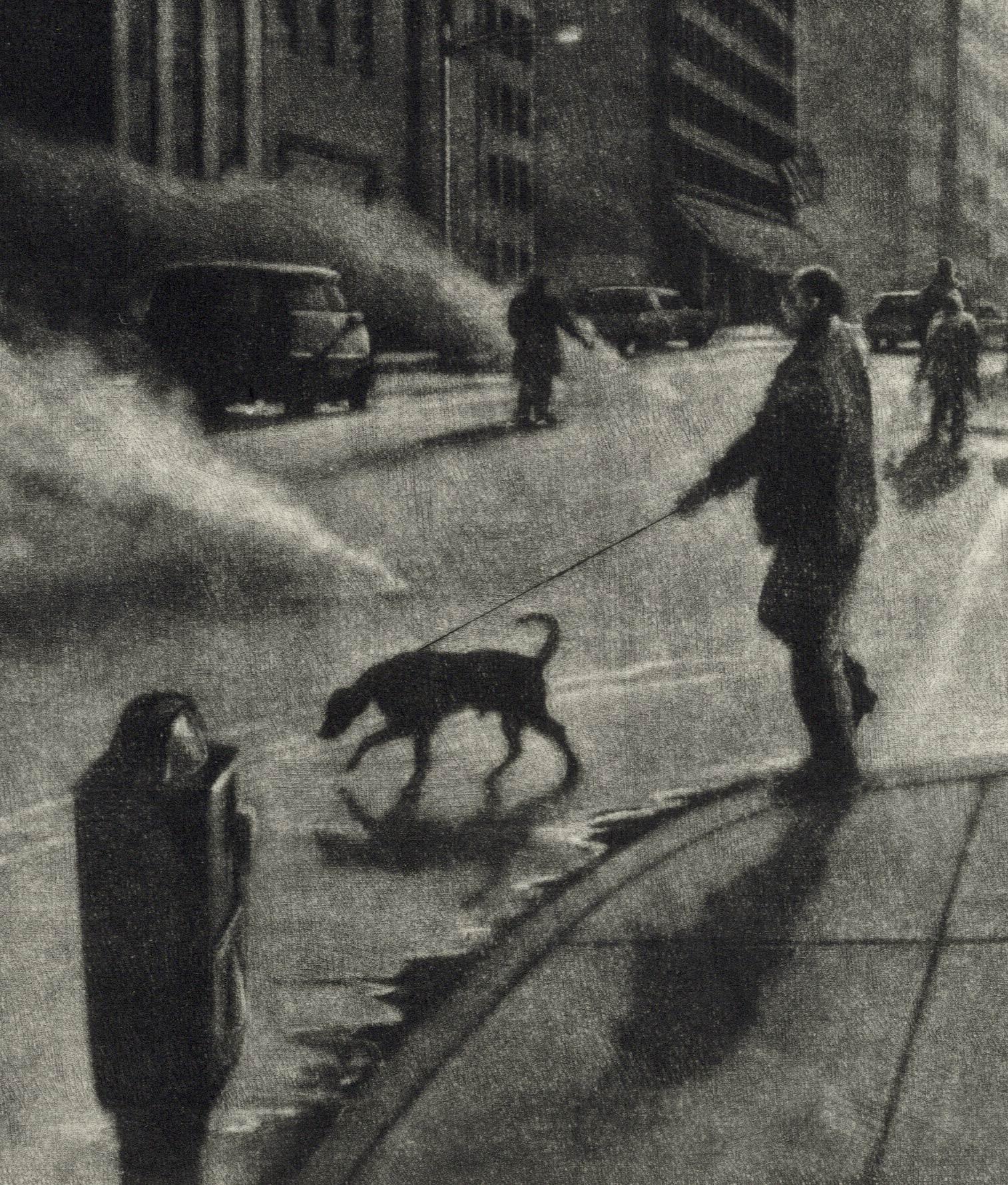 Daybreak (A steamy  Manhattan avenue and its cast of characters begin the day) - American Modern Print by Art Werger