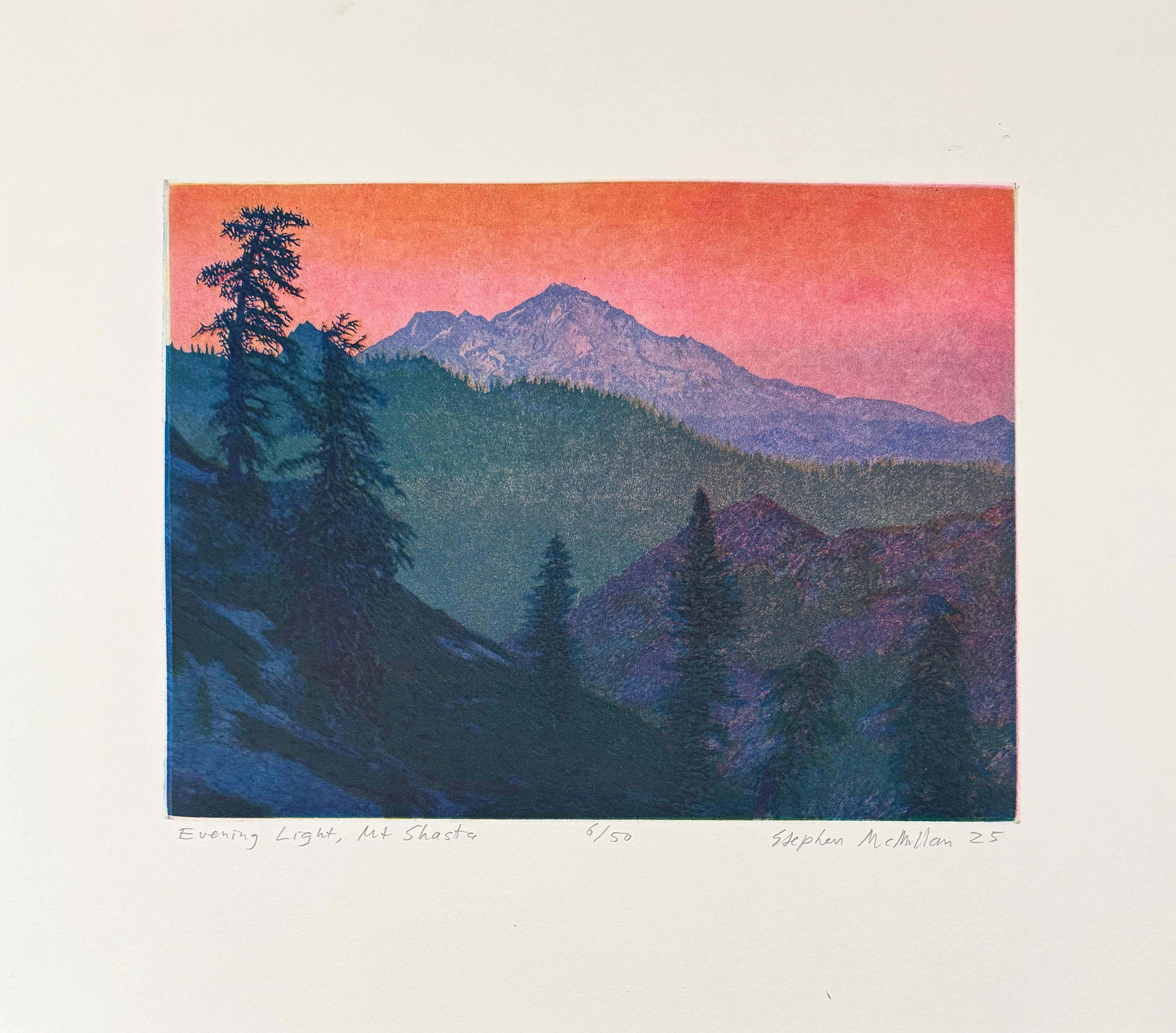 Evening Light, Mt. Shasta, by Stephen McMillan - Print by Art Werger