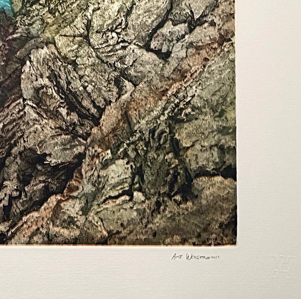 Werger's mezzotint prints are masterful at capturing a mood, and suggesting a story for the viewer to complete. His seascapes and ocean prints are from the California coastline. Signed and numbered from the edition of 20.  This print was created