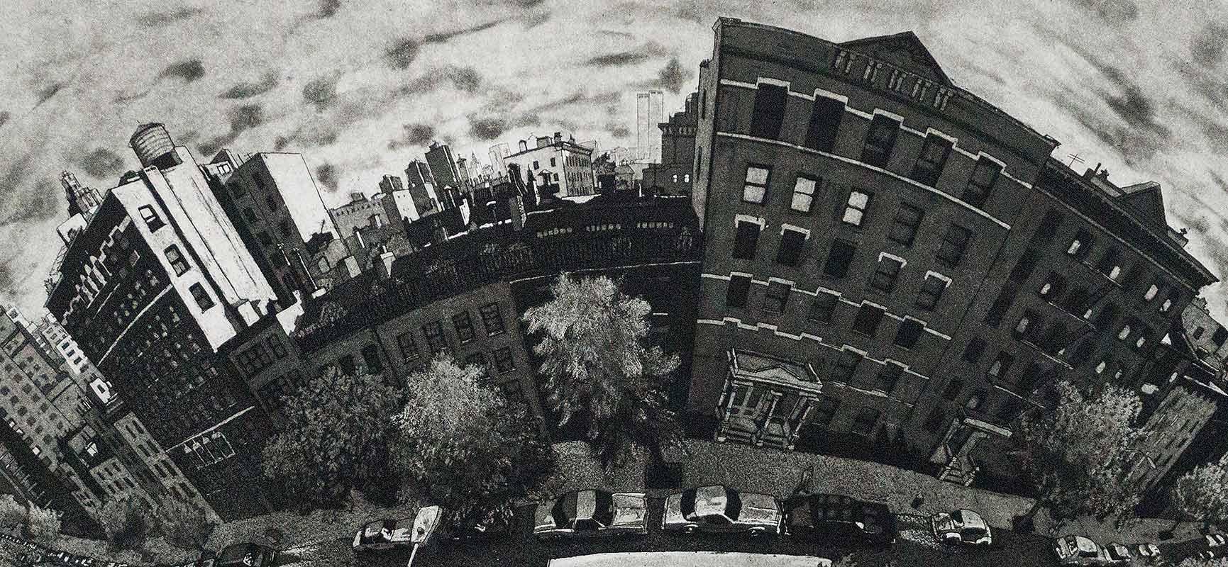 In the Village (fish-eye view of New York's Greenwich Village) - Print by Art Werger