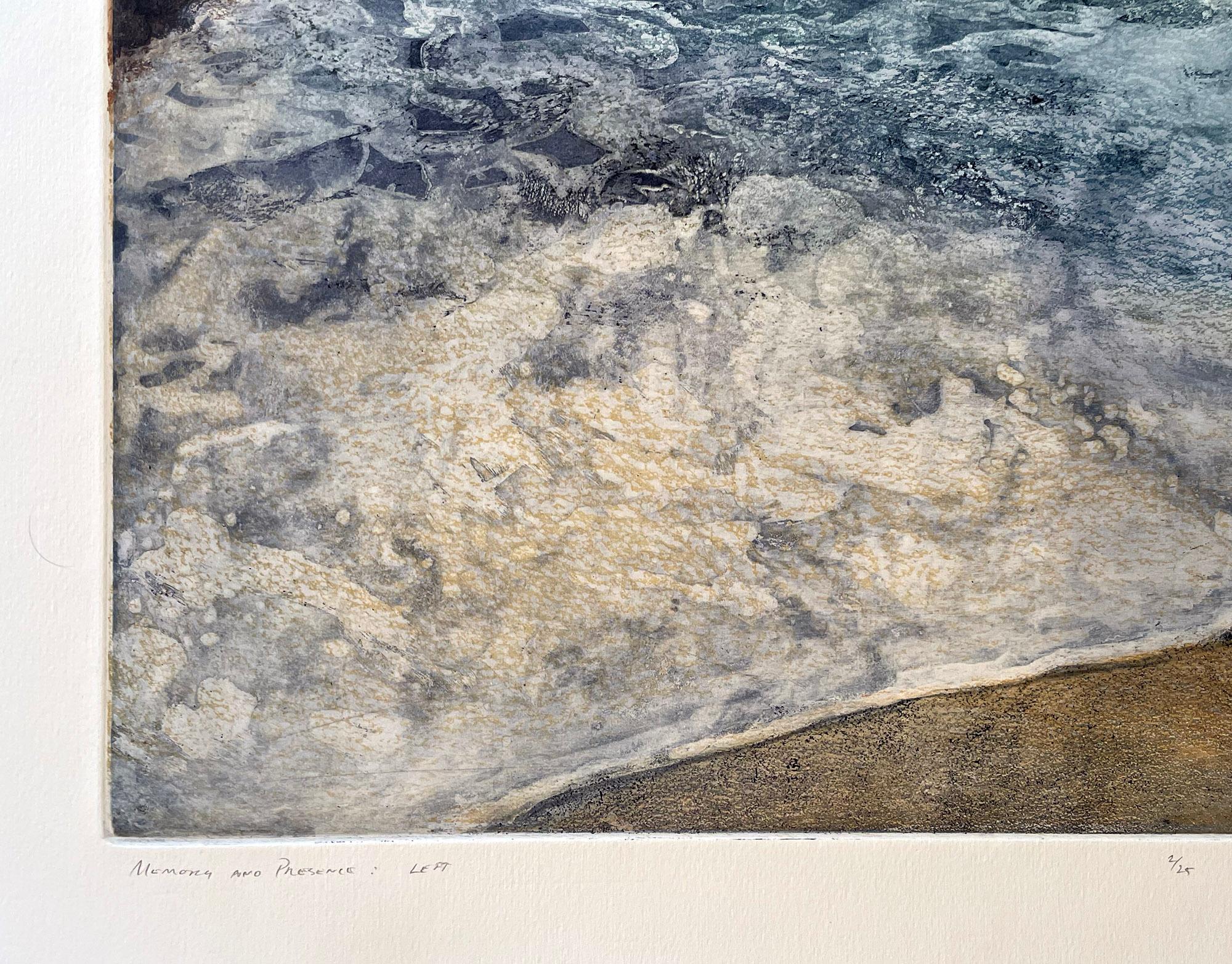 Signed, titled and numbered from the edition of 25. This is the left image in the triptych of prints titled Memory and Presence. Werger created this image of the California coastline, including part of the seascape, the cliff, and the pathway along