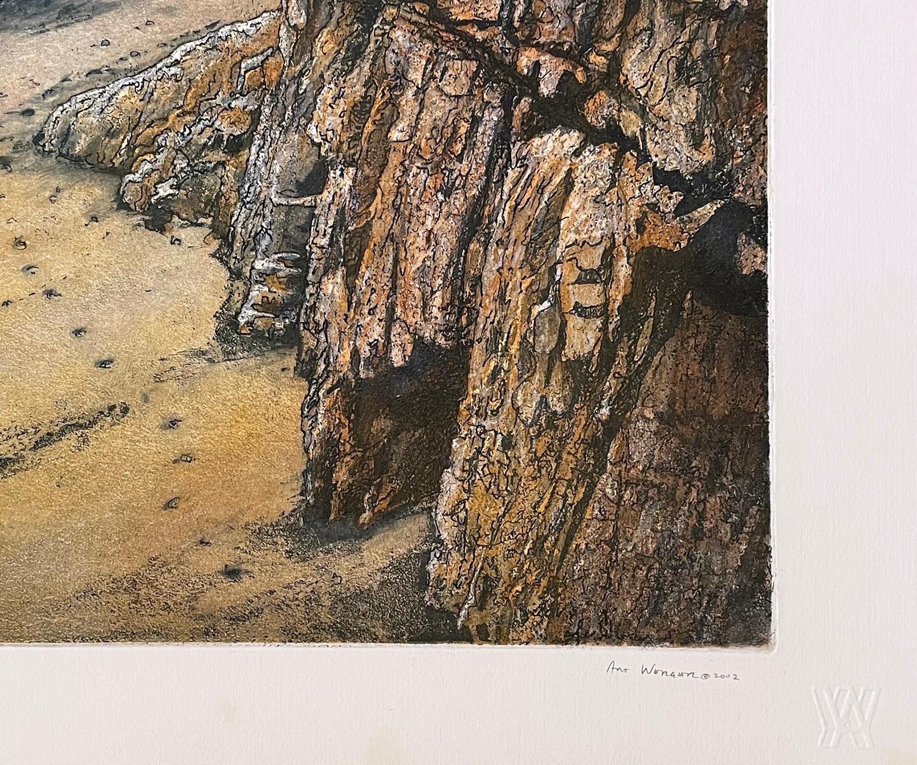 Signed, titled and numbered from the edition of 25. This is the center image in the triptych of  prints titled Memory and Presence. Werger created this image of the California coastline, including part of the seascape, the cliff, and the pathway