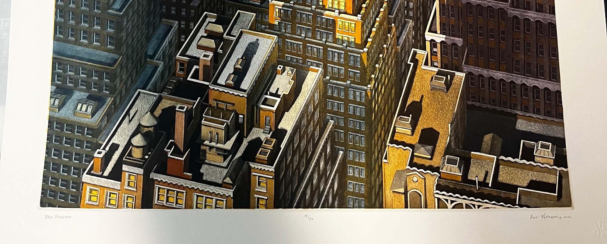 New Morning (Überfliegen von New York City) (Schwarz), Landscape Print, von Art Werger