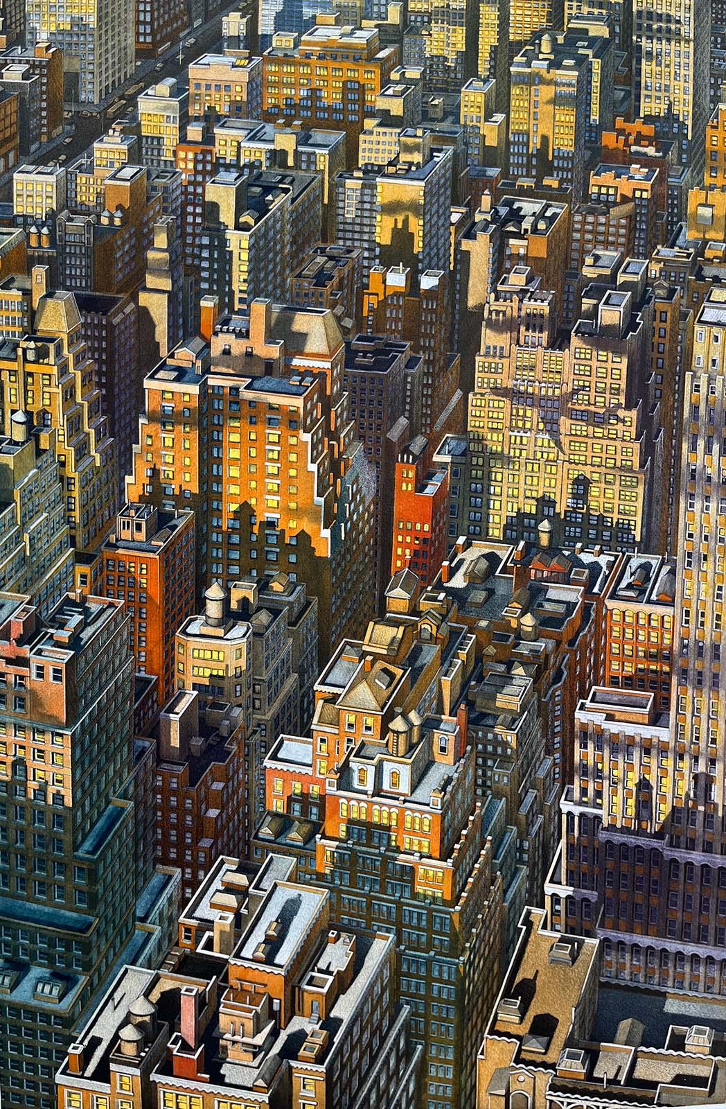 Art Werger Landscape Print – New Morning (Überfliegen von New York City)