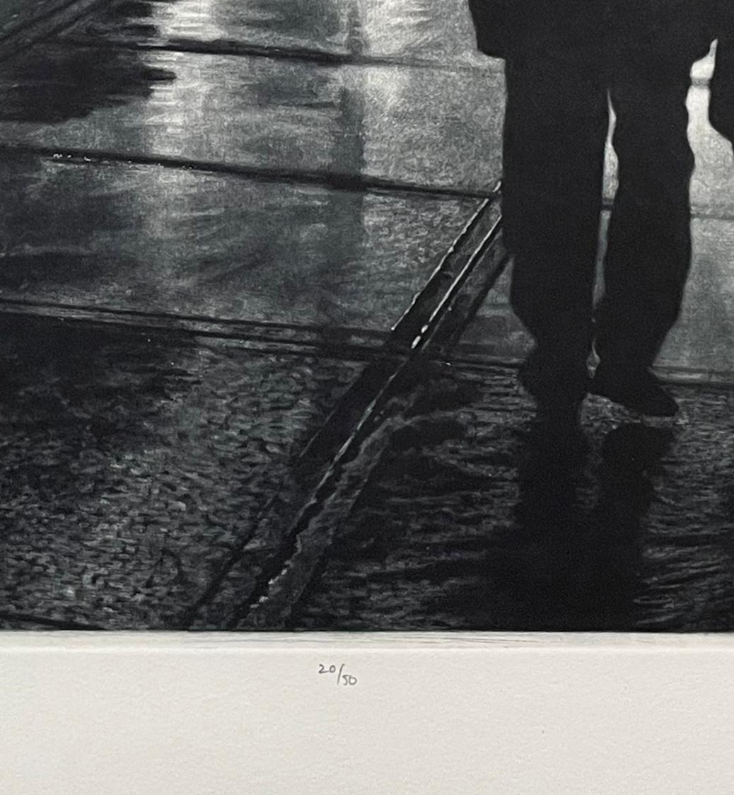 Medium: Mezzotint
Year: 2023
Edition: 50
Image Size: 11.75 x 17.5 inches

Pedestrians sheltering from the rain under umbrellas in an urban downtown setting,

Art Werger’s prints show a keen observation of quiet and normally unnoticed moments.