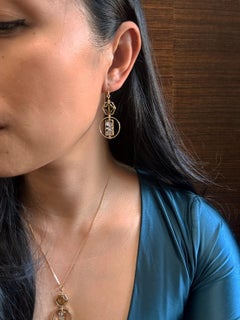 Contemporary 18K Gold-Plated Silver Herkimer Gemstone Drop Earrings