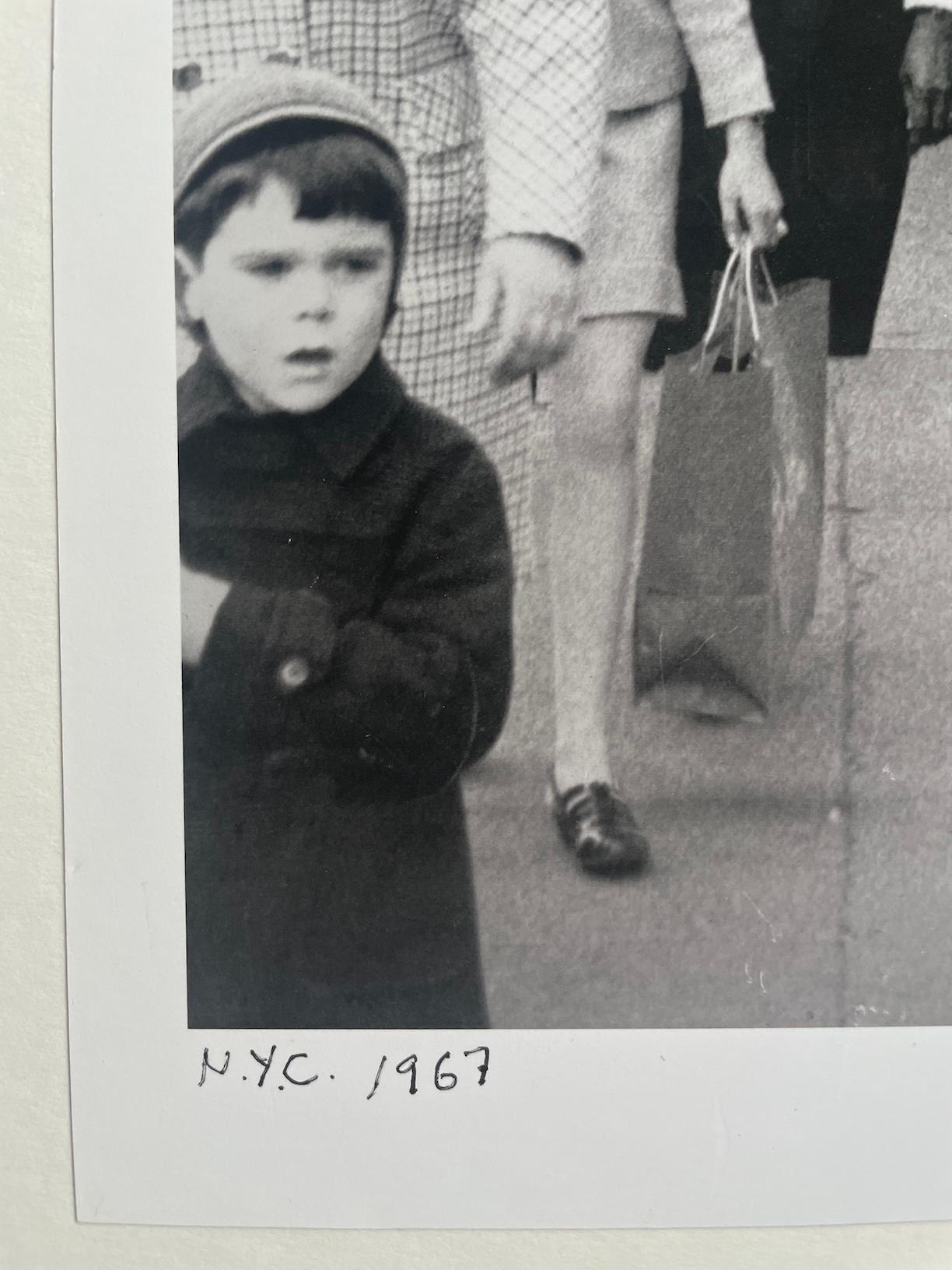 NYC 1967, The Boys Army, Street Scene with Signs - Gray Black and White Photograph by Art Zilio