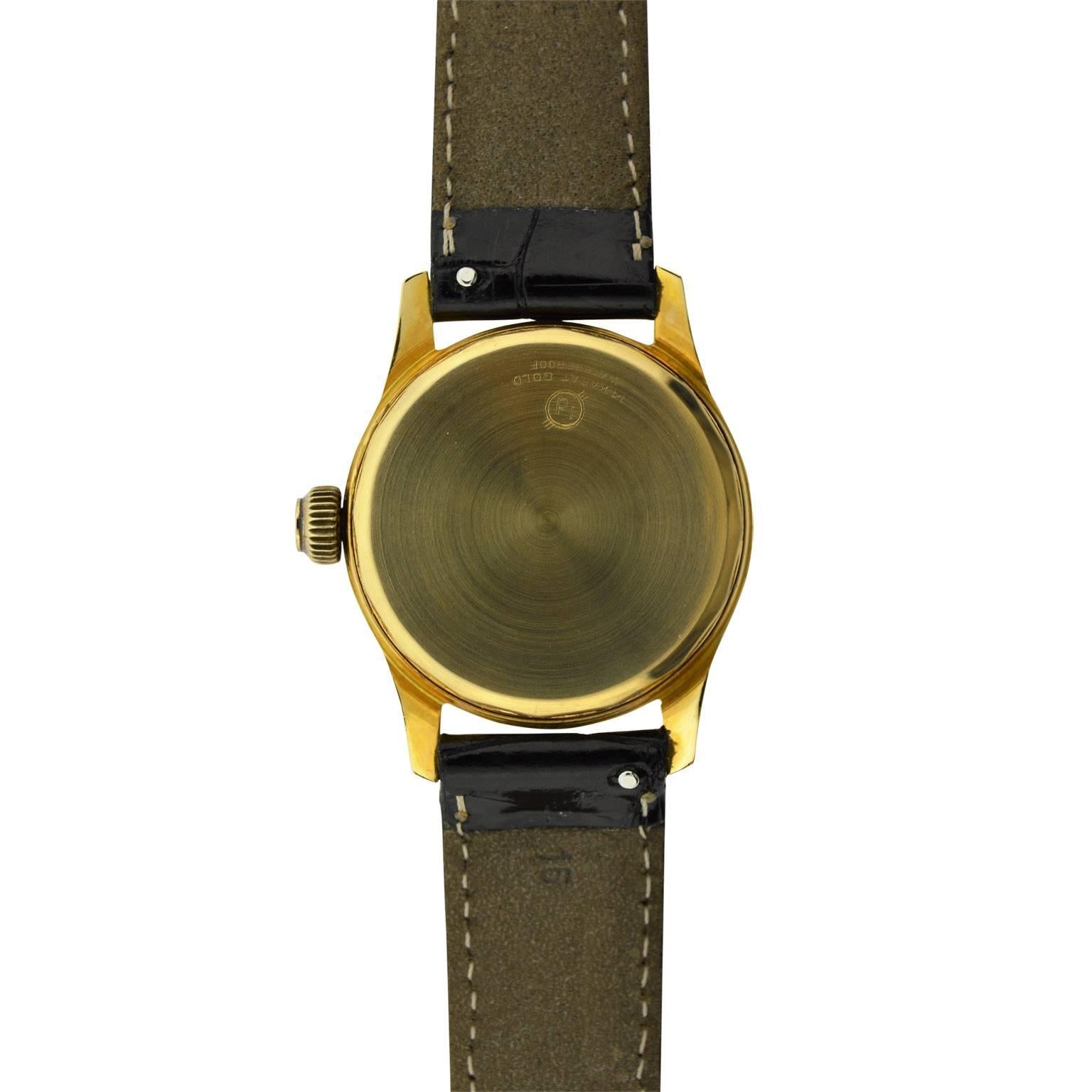 Arta Gelbgold Original-Zifferblatt-Uhr mit Handaufzug, 1950er Jahre 2
