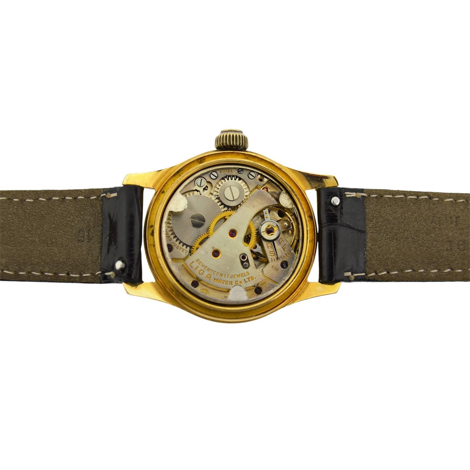 Arta Gelbgold Original-Zifferblatt-Uhr mit Handaufzug, 1950er Jahre 3