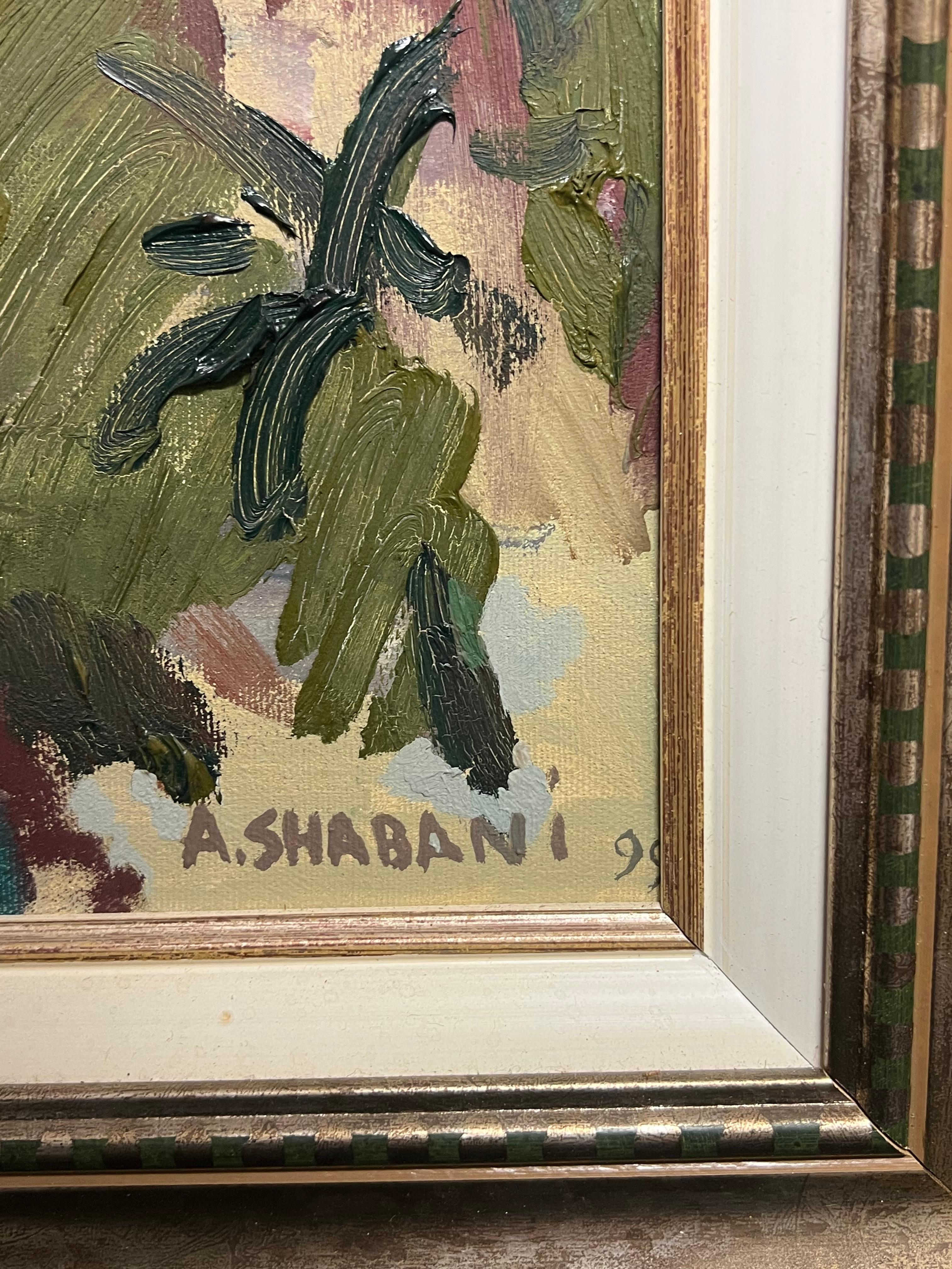 Peinture à l'huile moderniste française Nice Coastal Mediterranean French Rivera City en vente 6