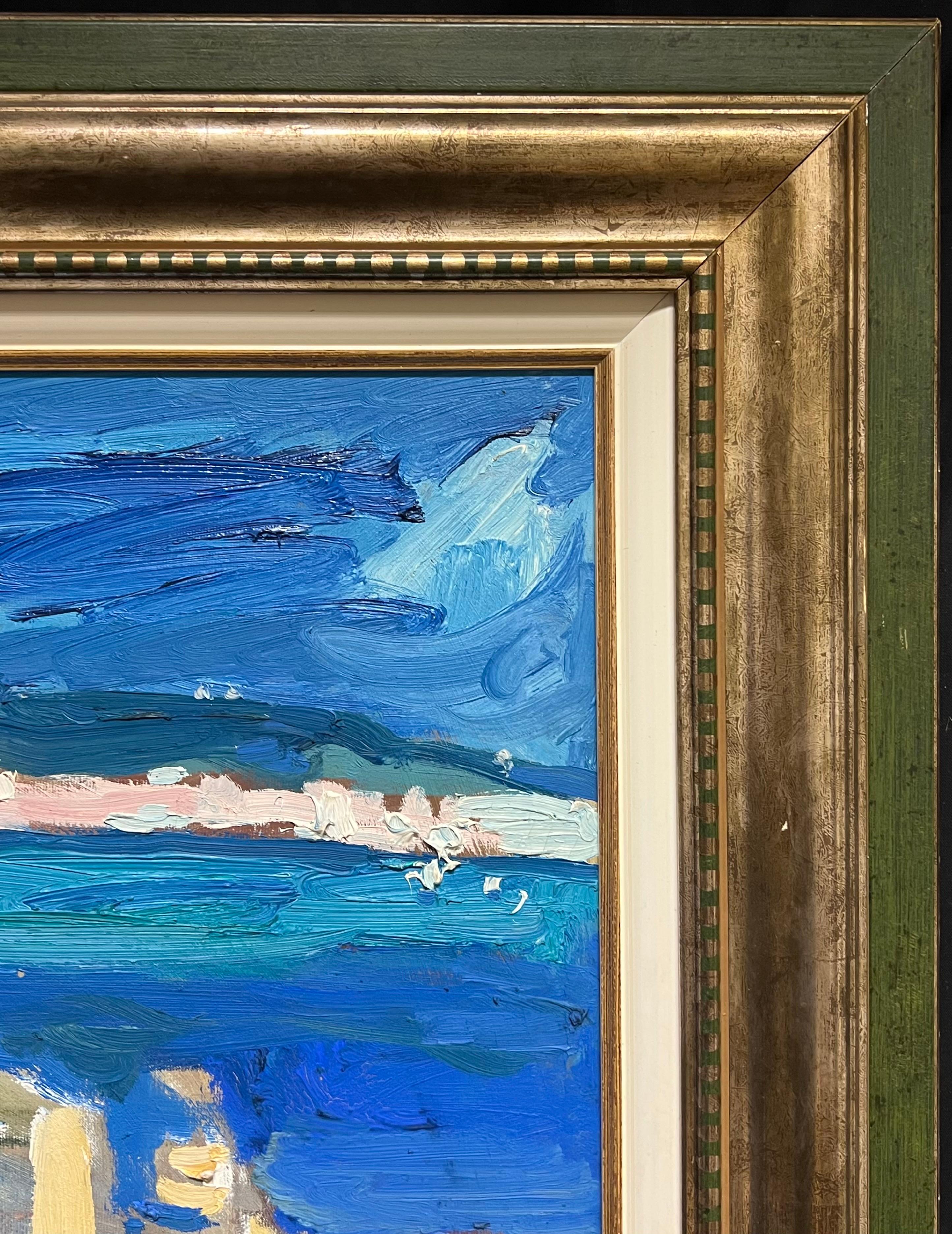 Peinture à l'huile moderniste française Nice Coastal Mediterranean French Rivera City en vente 4
