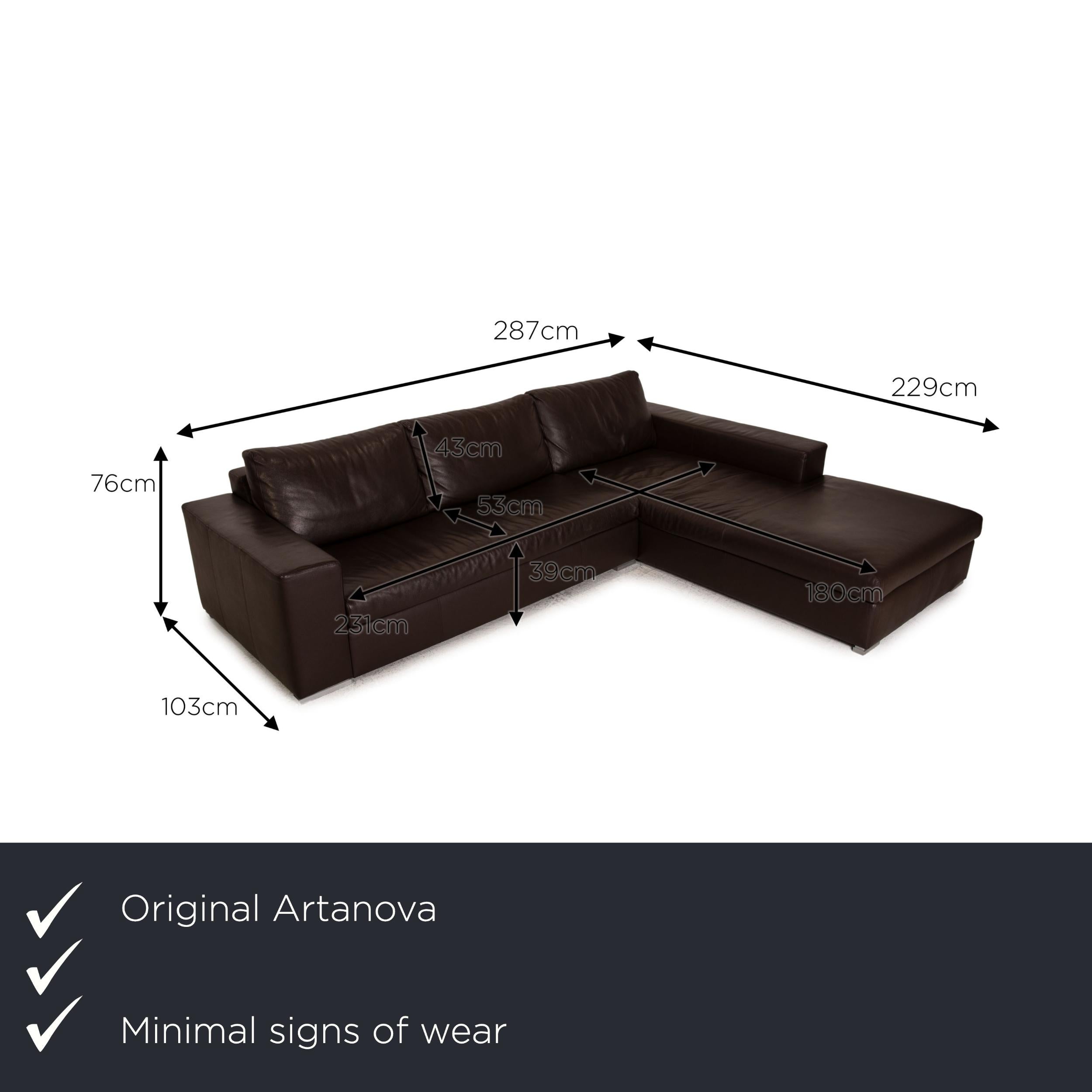 We present to you an Artanova leather sofa brown corner sofa couch.

Product measurements in centimeters:

Depth: 103
Width: 287
Height: 76
Seat height: 39
Rest height: 53
Seat depth: 53
Seat width: 231
Back height: 43.

     