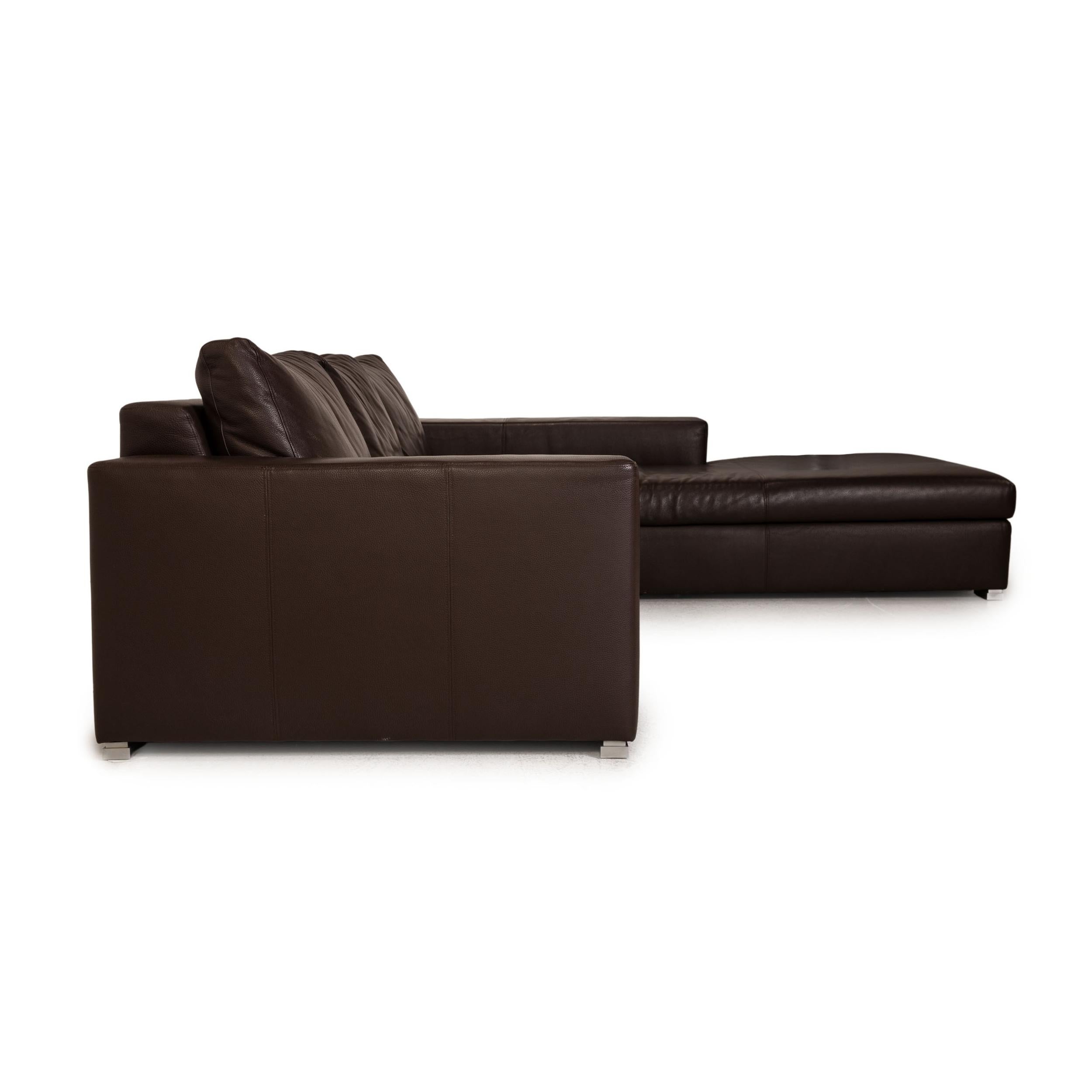 Artanova Leather Sofa Brown Corner Sofa Couch 2