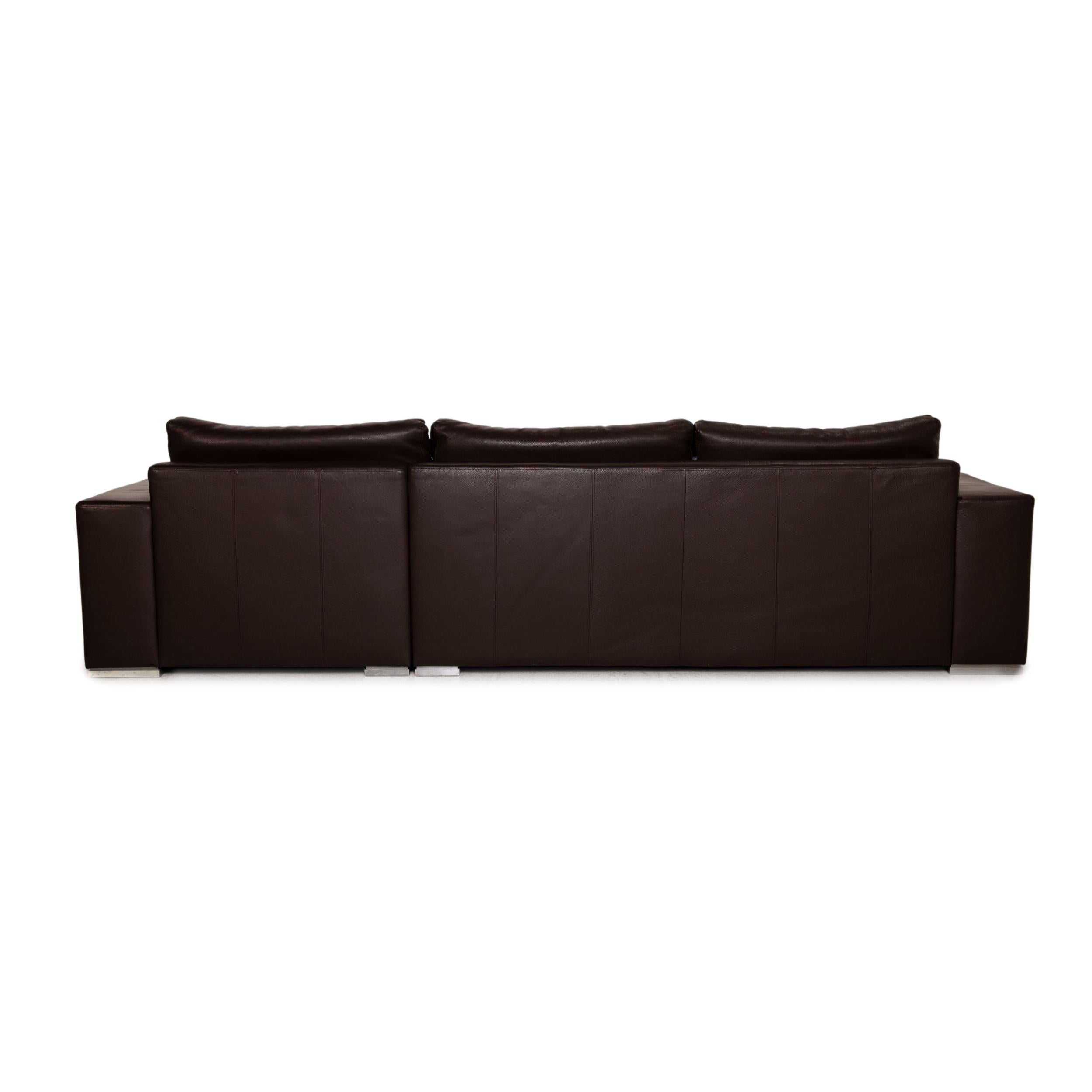 Artanova Leather Sofa Brown Corner Sofa Couch 3